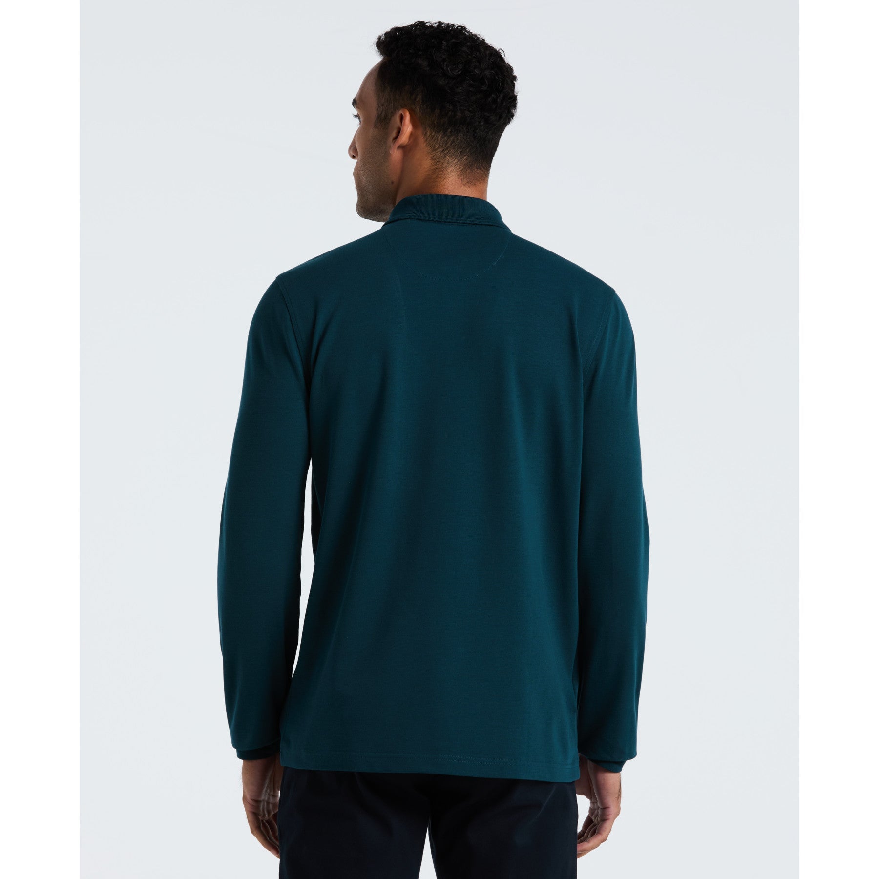 Original Penguin Pique Long Sleeve Polo Shirt In Reflecting Pond(Pique Long Sleeve Polo Shirt Blue Opkf2526gp 470)
