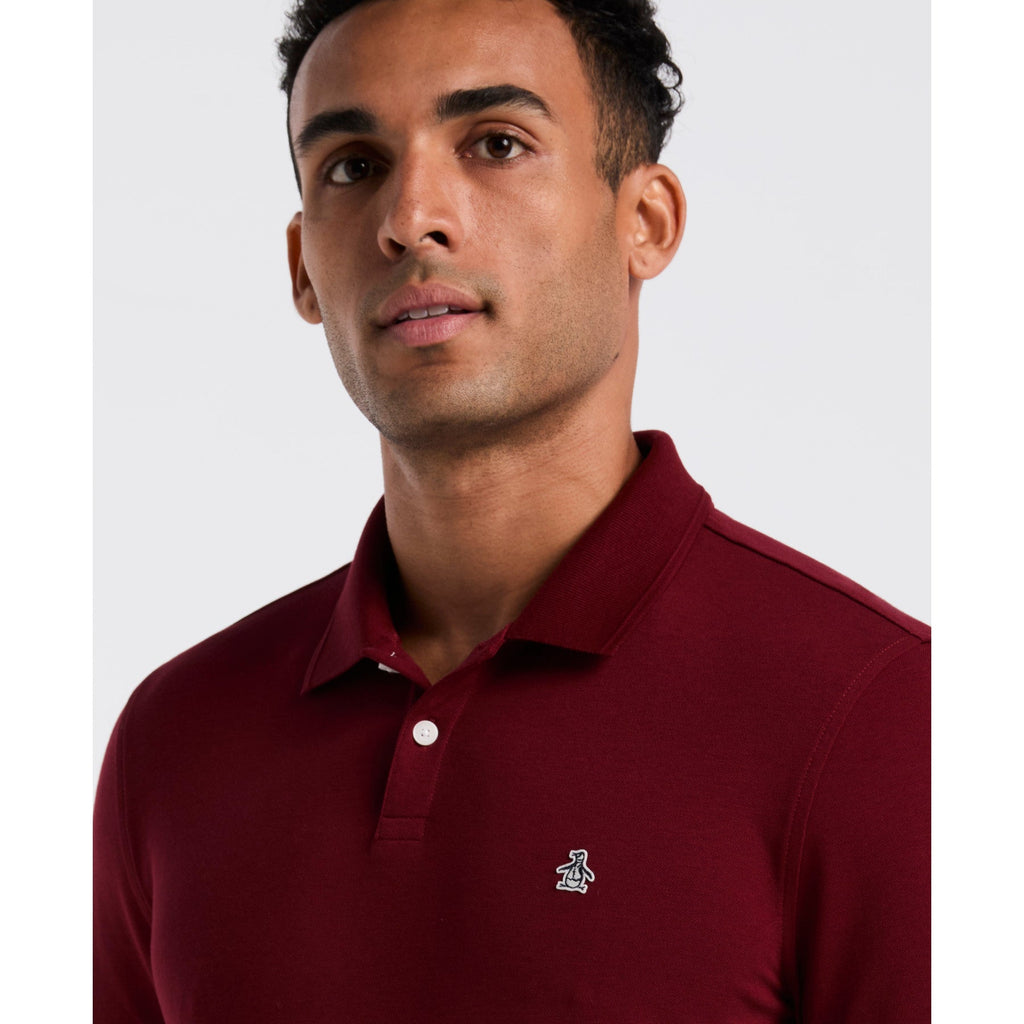Original Penguin Pique Long Sleeve Polo Shirt In Cabernet(Pique Long Sleeve Polo Shirt Red Opkf2526gp 605)