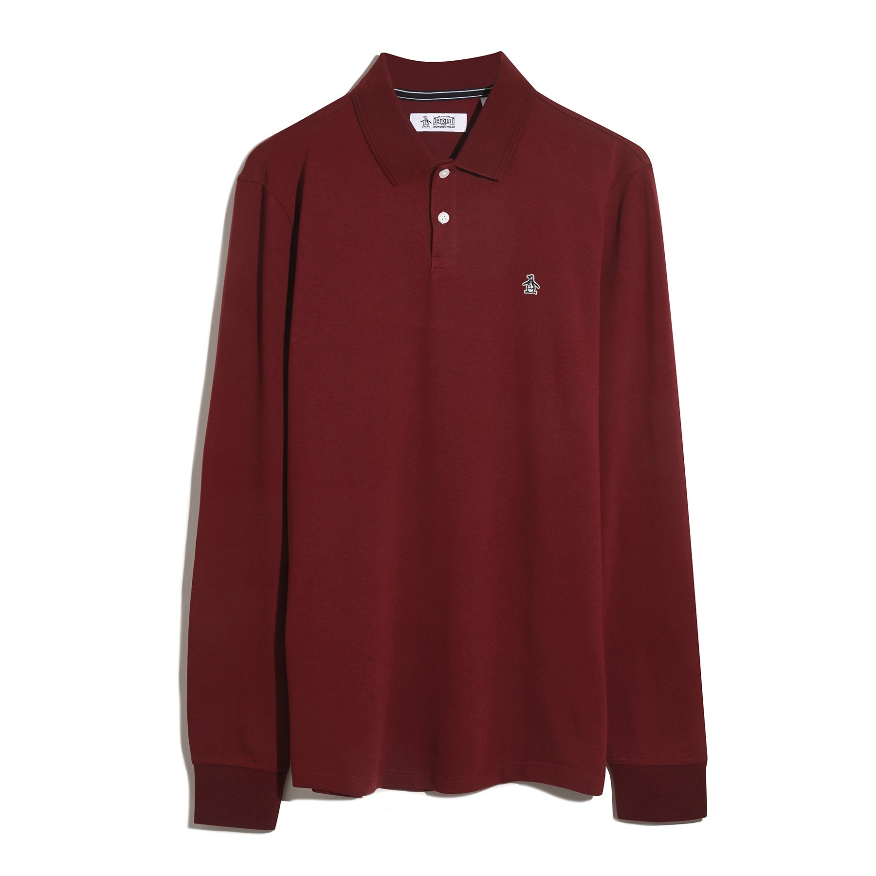 Original Penguin Pique Long Sleeve Polo Shirt In Cabernet(Pique Long Sleeve Polo Shirt Red Opkf2526gp 605)