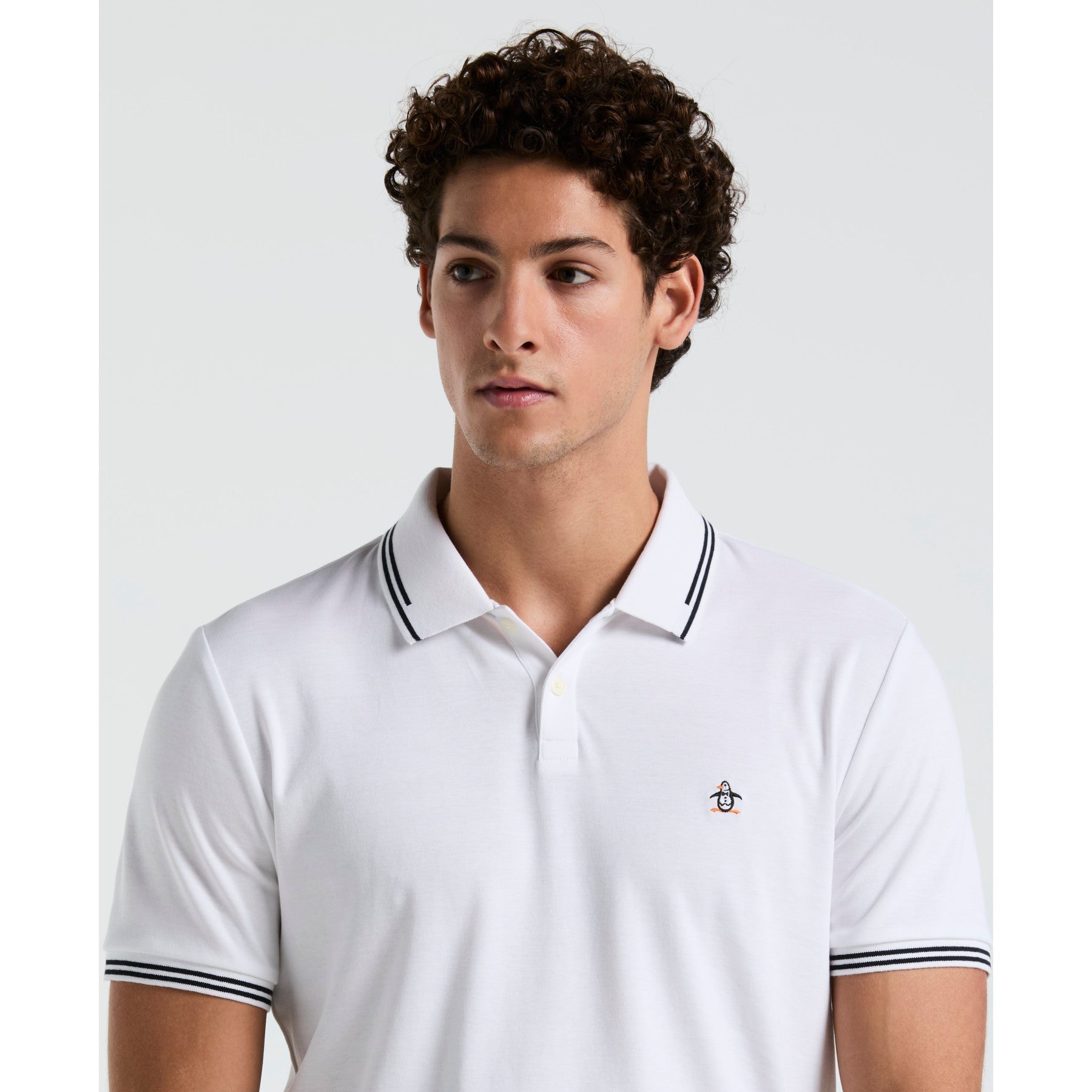 Original Penguin Icons Tipped Polo Shirt In Bright White(Organic Cotton Tv Pete Polo White Opkf3808gp 118)