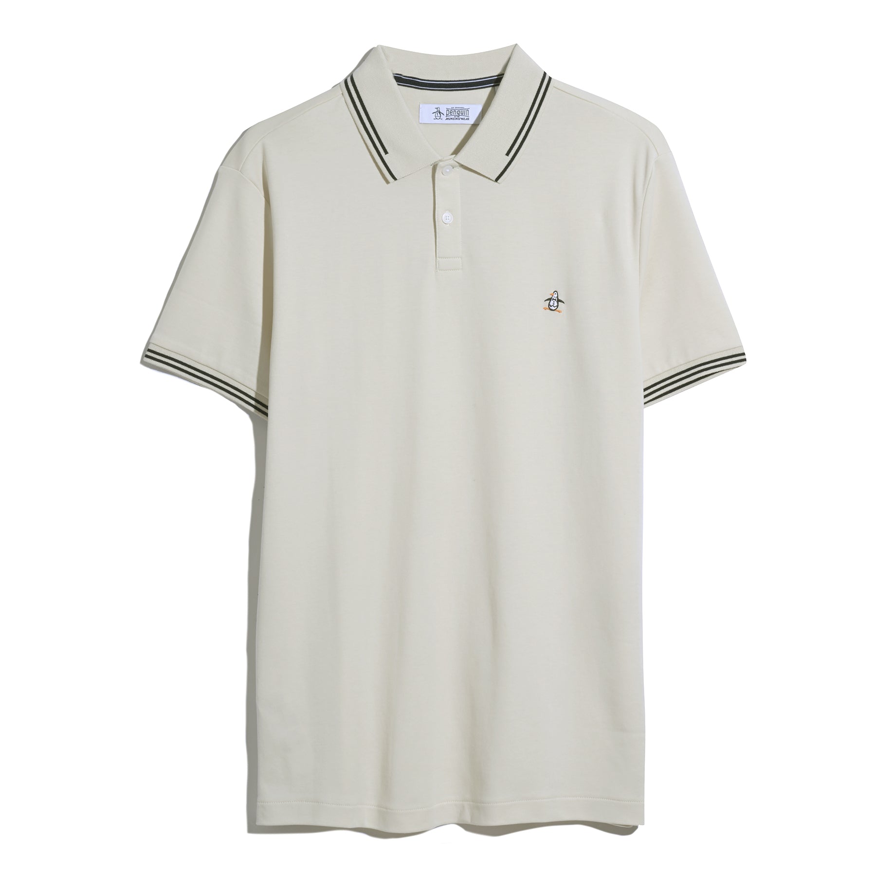 Original Penguin Icons Tipped Polo Shirt In Birch(Organic Cotton Tv Pete Short Sleeve Polo Shirt Beige Opkf3808gp 252)