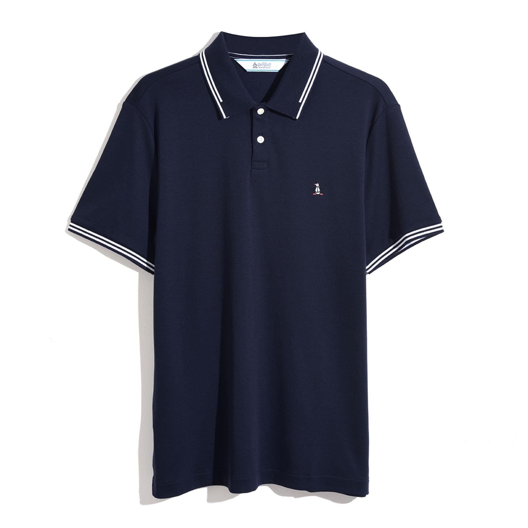 Original Penguin Icons Tipped Polo Shirt In Dark Sapphire(Organic Cotton Tv Pete Polo Blue Opkf3808gp 413)