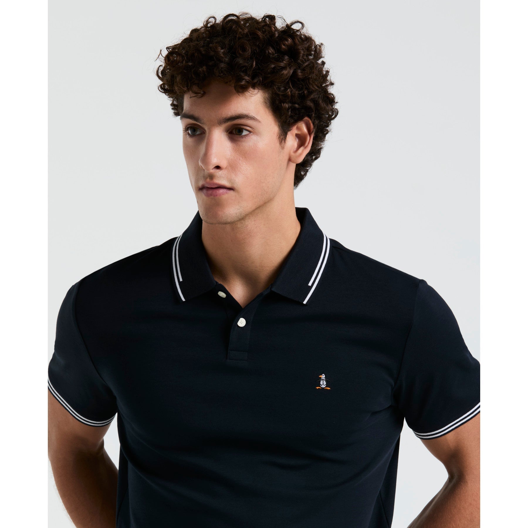 Original Penguin Icons Tipped Polo Shirt In Dark Sapphire(Organic Cotton Tv Pete Polo Blue Opkf3808gp 413)