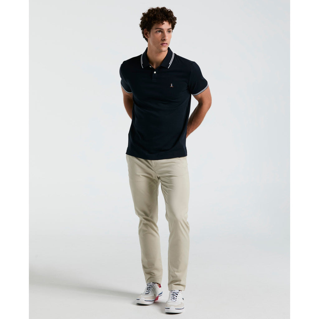 Original Penguin Icons Tipped Polo Shirt In Dark Sapphire(Organic Cotton Tv Pete Polo Blue Opkf3808gp 413)