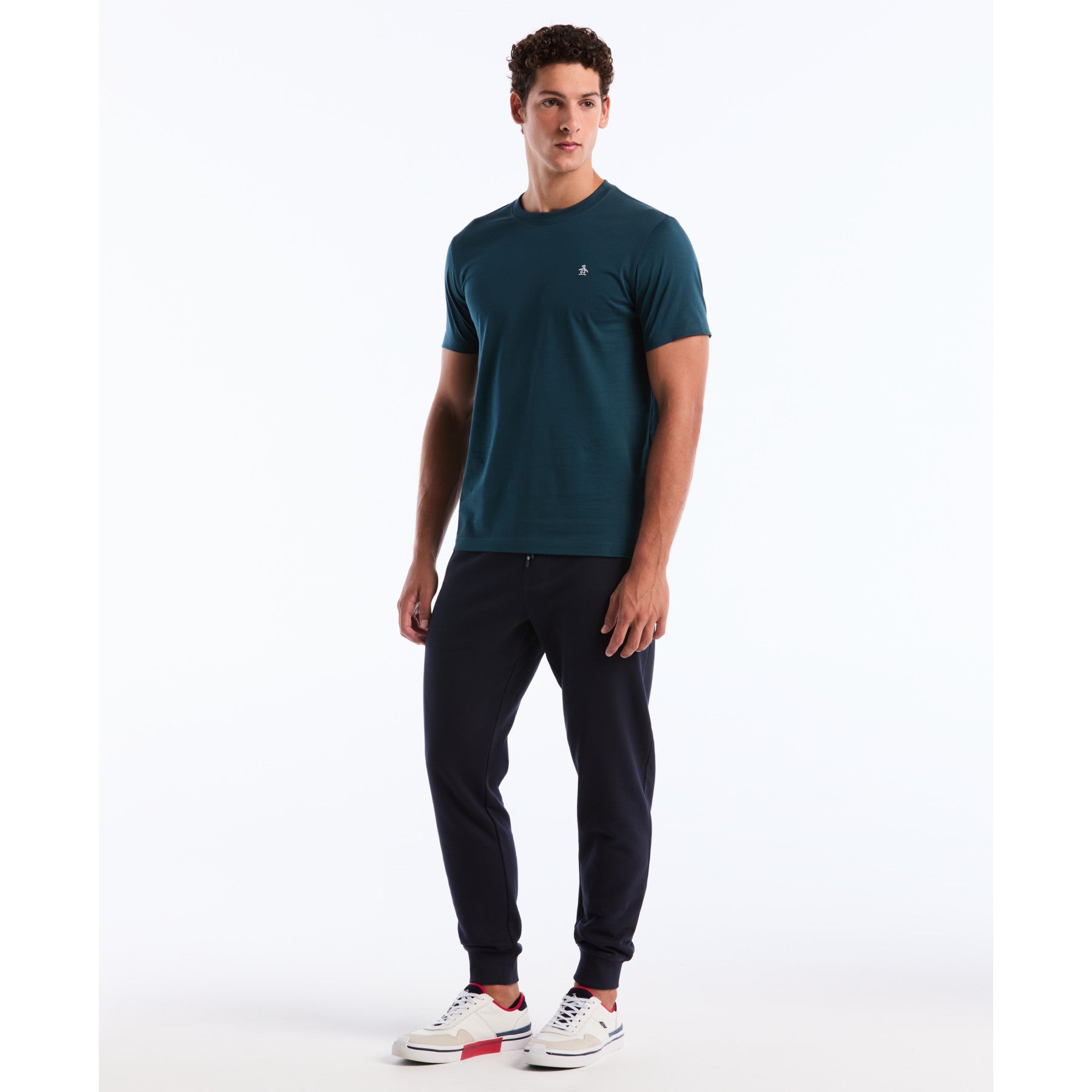 Original Penguin Pin Point Embroidered Logo T-Shirt In Reflecting Pond(Pin Point Embroidered Logo T Shirt Green Opkf5903gp 470)