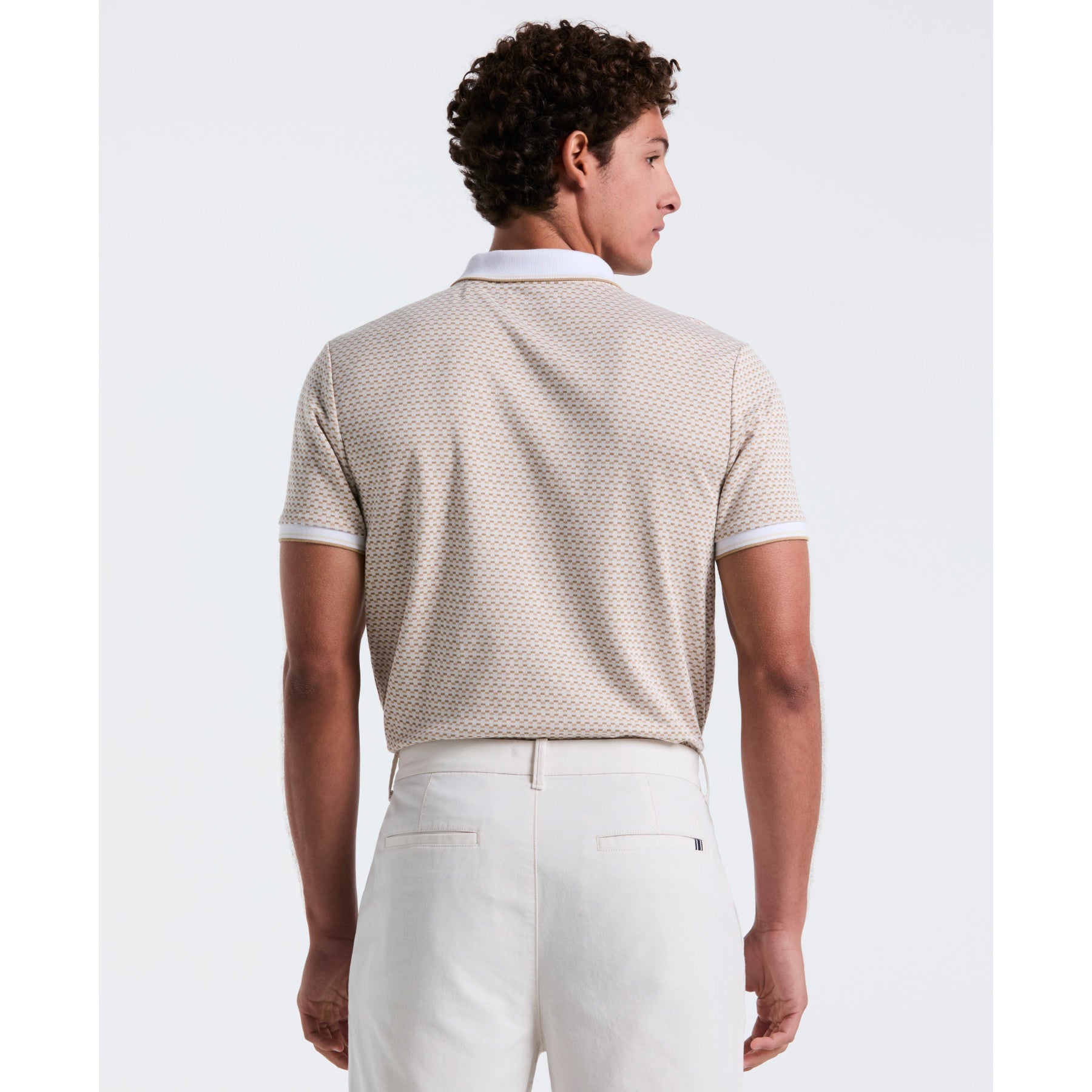 Original Penguin Allover Mini Jaquard Polo Shirt In Birch(Allover Mini Jaquard Polo Shirt Beige Opkm2522gp 252)