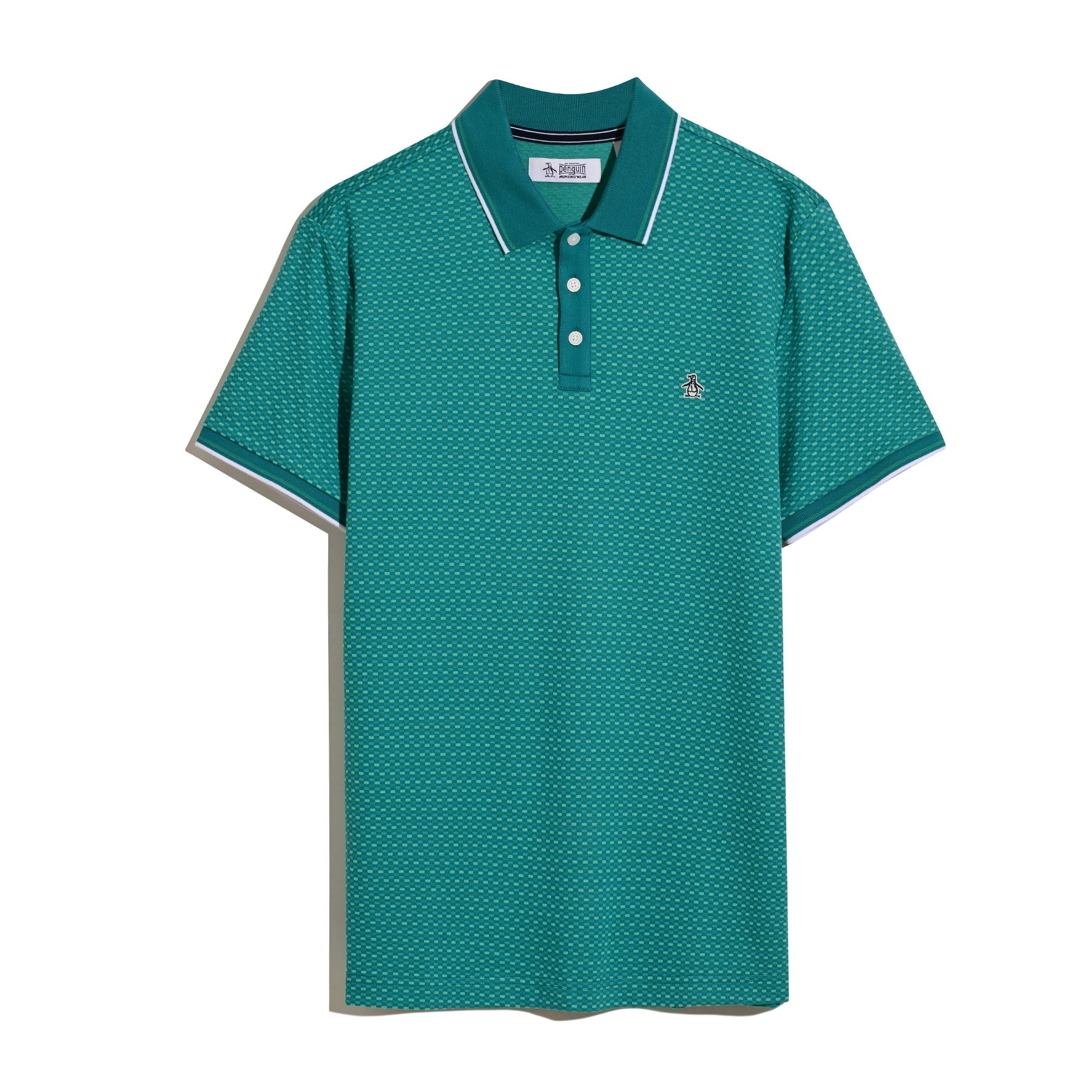 Original Penguin Allover Mini Jaquard Polo Shirt In Exotic Plume(Allover Mini Jaquard Polo Shirt Blue Opkm2522gp 495)
