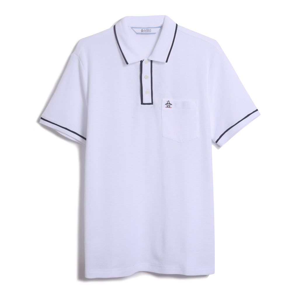 Original Penguin Icons Bentley Mesh Polo Shirt In Bright White(Organic Cotton Bentley Mesh Polo White Opkm3500gp 118)