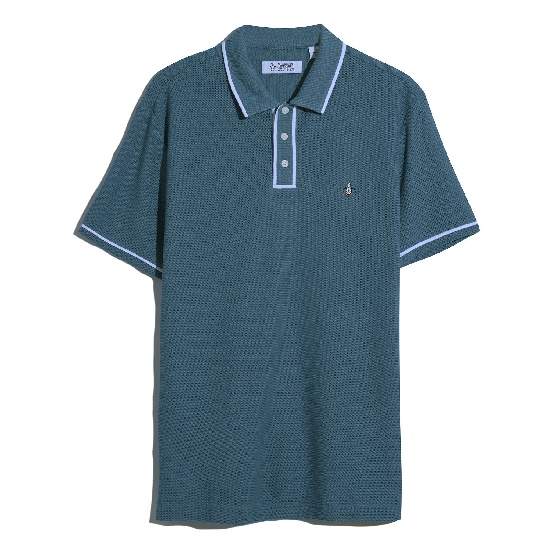Original Penguin Icons Bentley Mesh Polo Shirt In Copen Blue(Organic Cotton Bentley Mesh Short Sleeve Polo Shirt Blue Opkm3500gp 443)