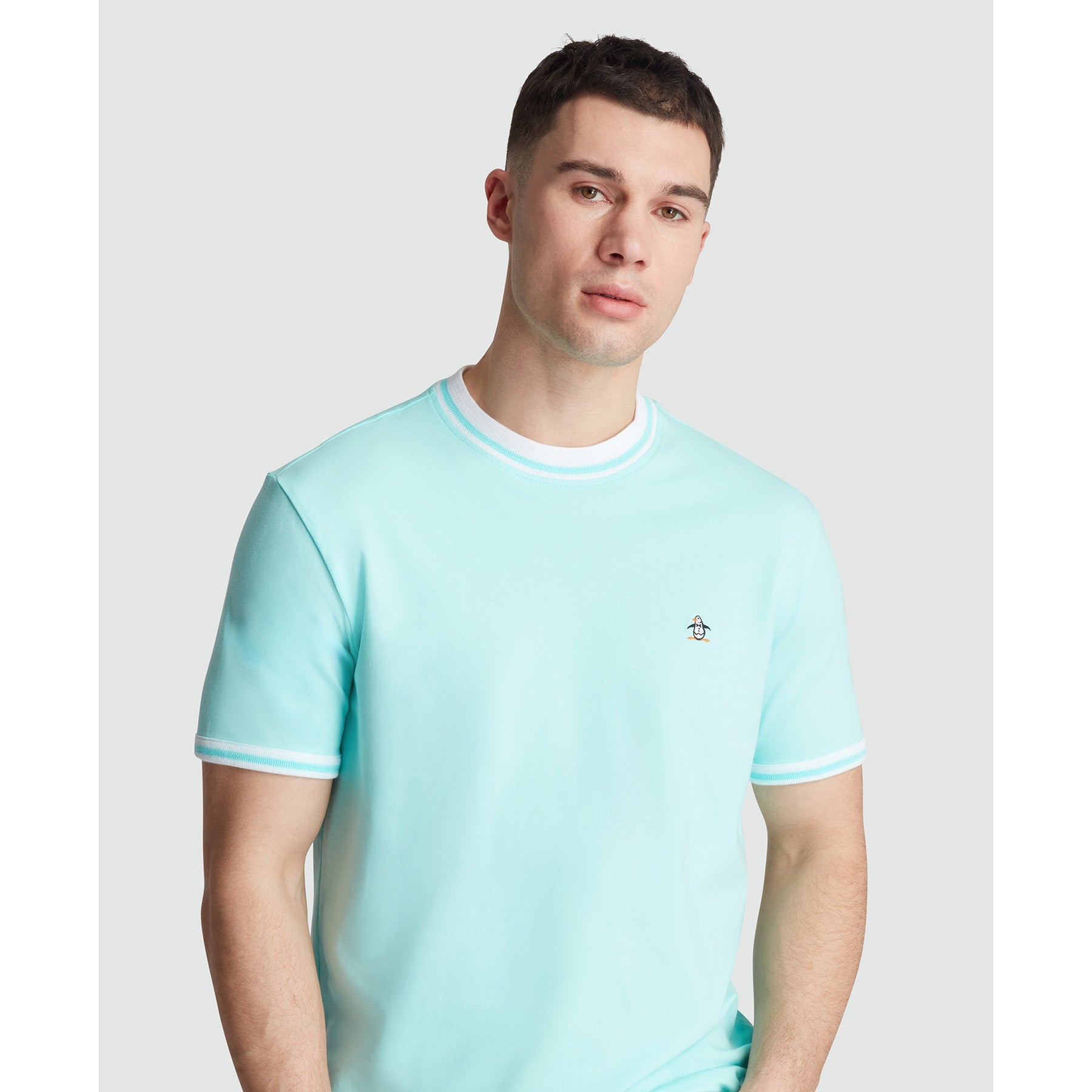Original Penguin Icons Pique T-Shirt In Blue Tint(Organic Cotton Pique T Shirt Blue Opkm3503gp 459)