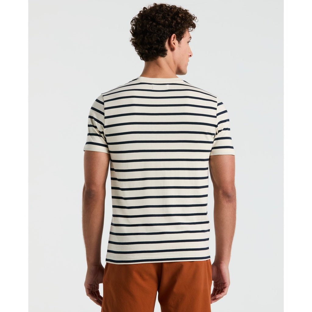 Original Penguin Breton Striped T-Shirt In Birch(Organic Cotton Breton Striped T Shirt Beige Opks3720gp 252)