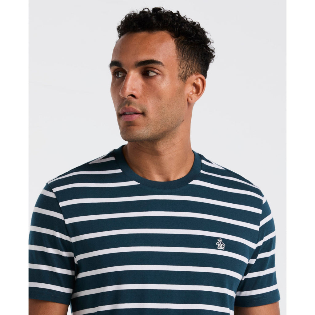Original Penguin Breton Striped T-Shirt In Reflecting Pond(Breton Striped T Shirt Blue Opks3720gp 470)