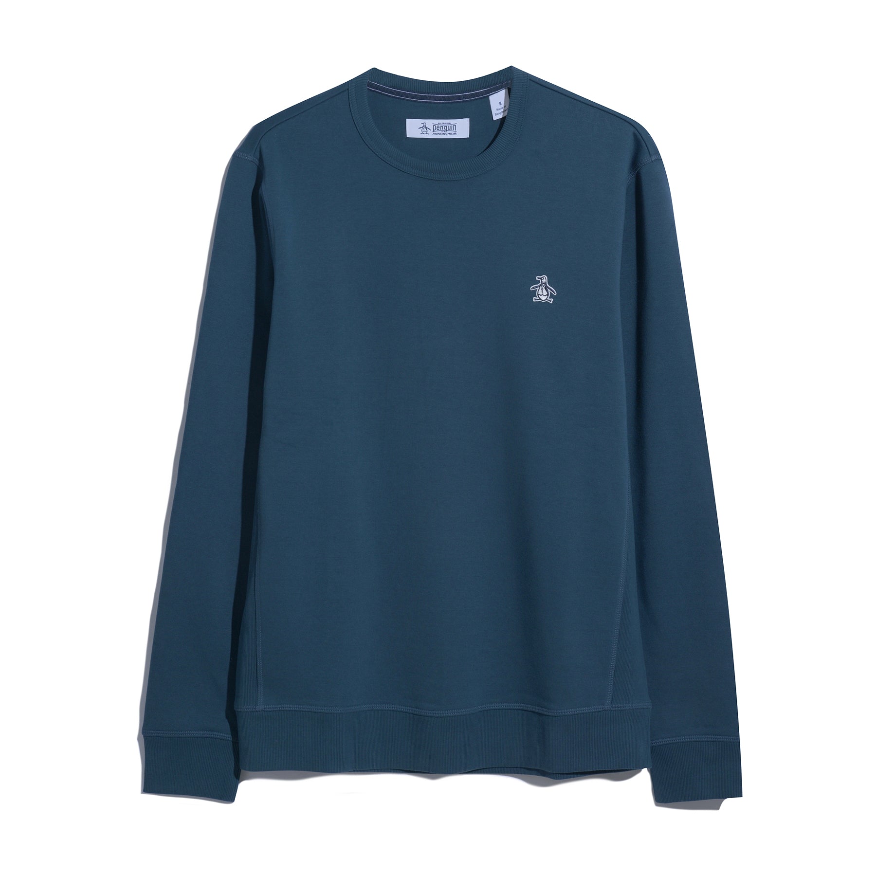 Original Penguin Sticker Pete Fleece Crew Neck Sweatshirt In Blue Wing Teal(Sticker Pete Fleece Crew Neck Sweatshirt Blue Opks5712gp 415)