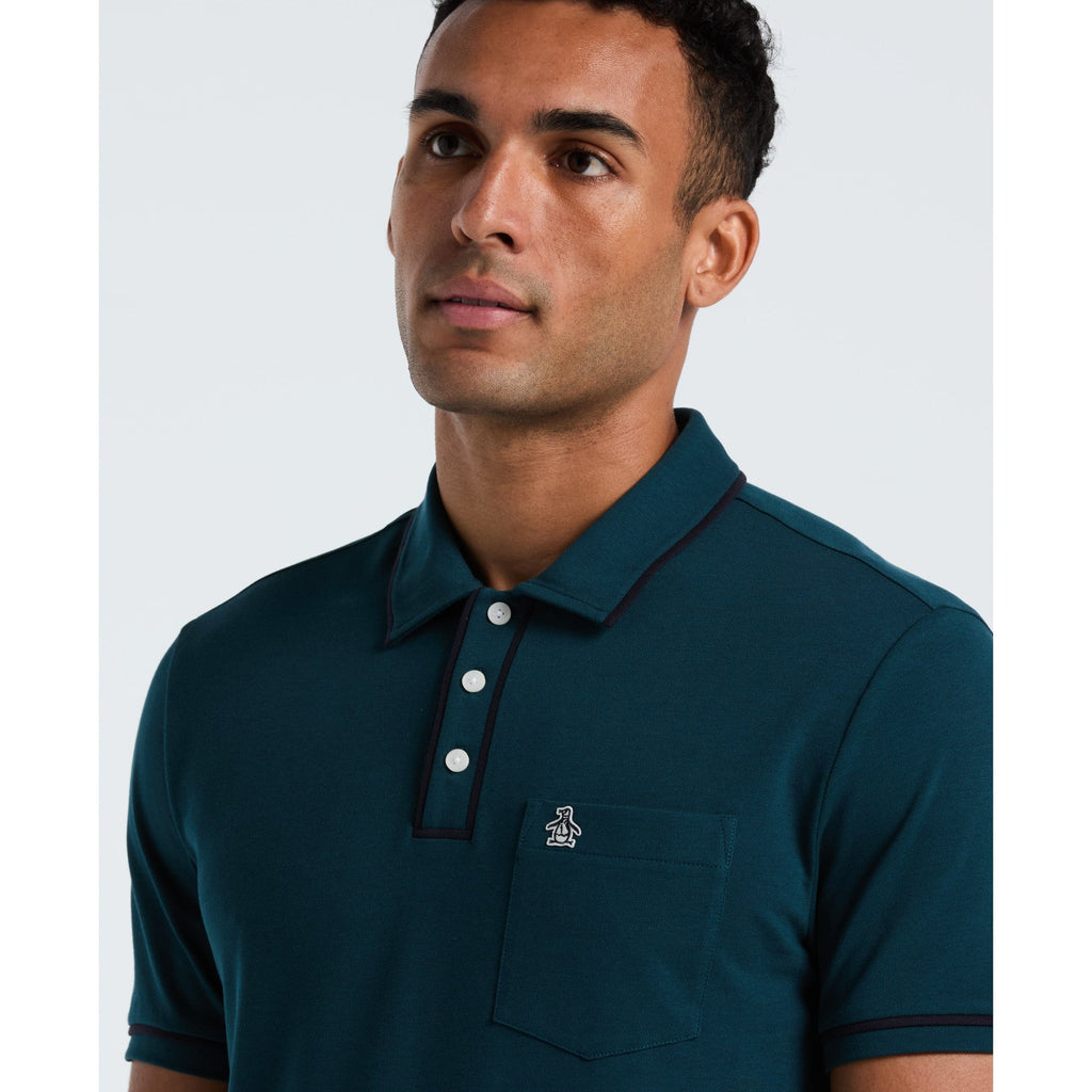 Original Penguin Earl Pique Polo Shirt In Reflecting Pond(Earl Pique Polo Shirt Blue Opksb690gp 470)