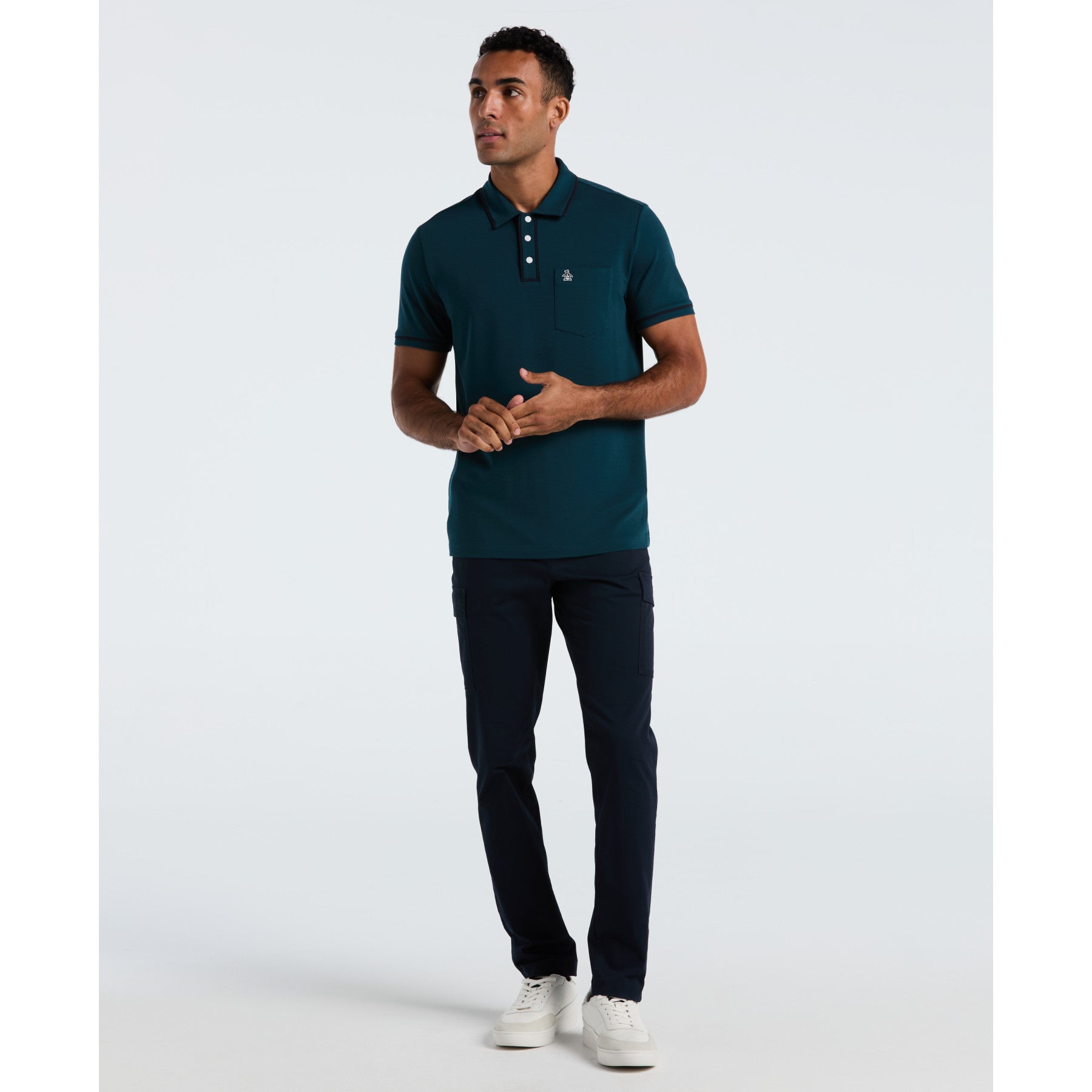 Original Penguin Earl Pique Polo Shirt In Reflecting Pond(Earl Pique Polo Shirt Blue Opksb690gp 470)