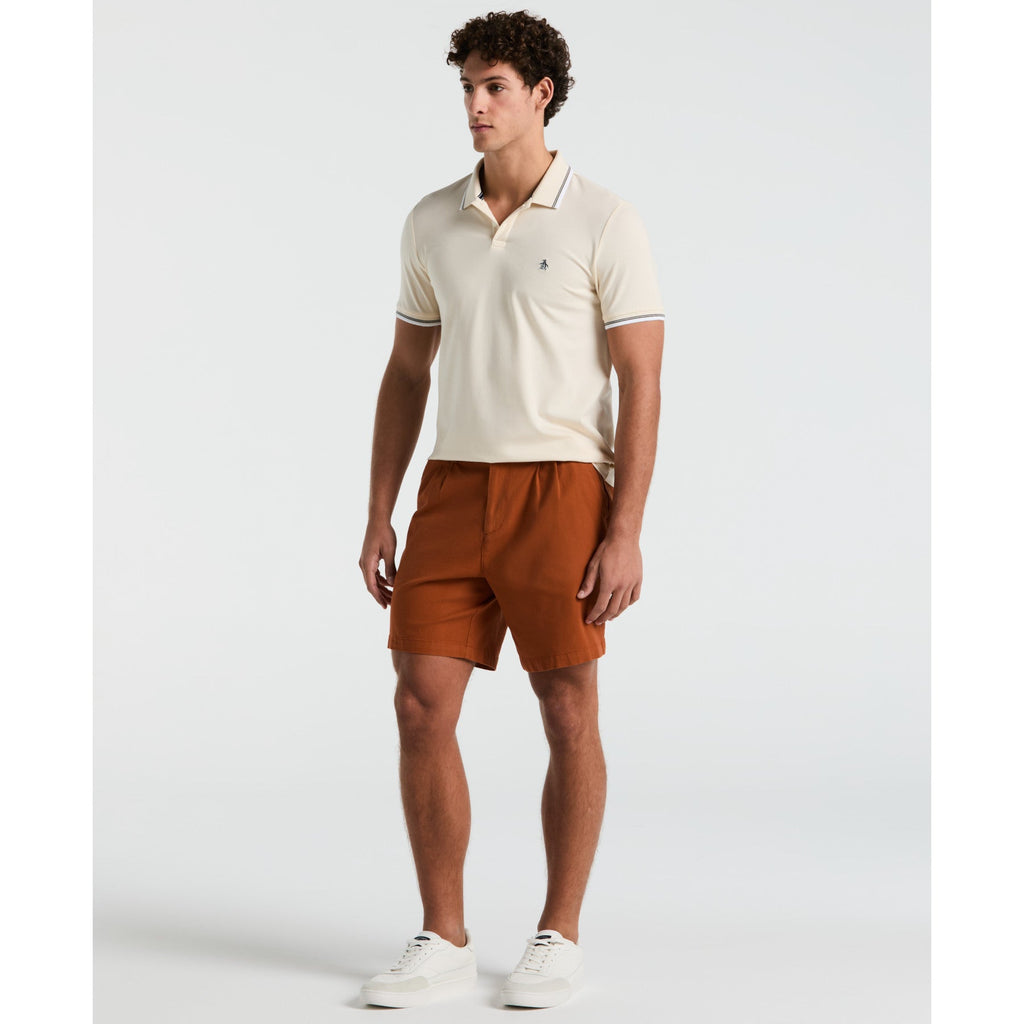 Original Penguin Pique Sticker Pete Tipped Polo Shirt In Birch(Pique Sticker Pete Tipped Polo Shirt Beige Opksb720gp 252)