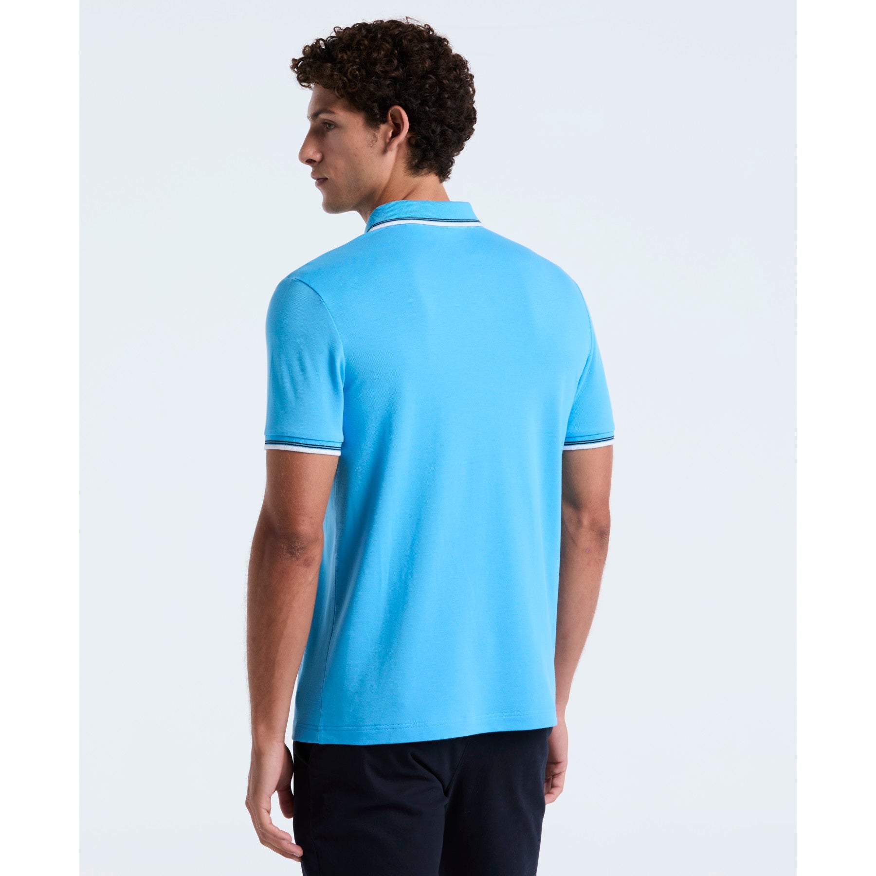 Original Penguin Pique Sticker Pete Tipped Polo Shirt In Bonnie Blue(Tipped Tencel Pique Sticker Pete Polo Shirt Blue Opksb720gp 456)
