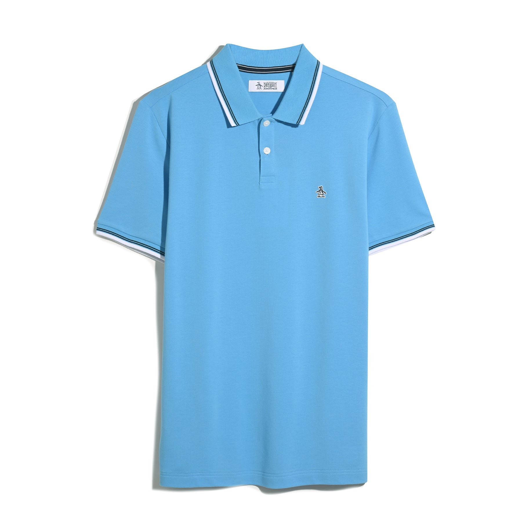 Original Penguin Pique Sticker Pete Tipped Polo Shirt In Bonnie Blue(Tipped Tencel Pique Sticker Pete Polo Shirt Blue Opksb720gp 456)