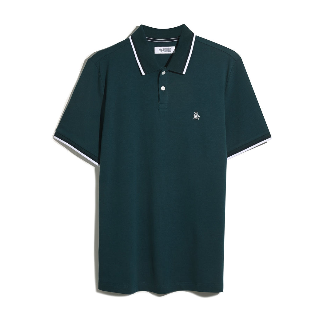 Original Penguin Pique Sticker Pete Tipped Polo Shirt In Reflecting Pond(Pique Sticker Pete Tipped Polo Shirt Blue Opksb720gp 470)