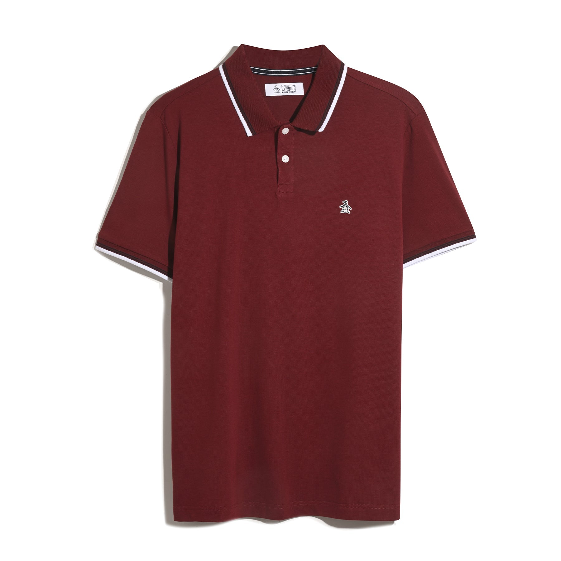 Original Penguin Pique Sticker Pete Tipped Polo Shirt In Cabernet(Pique Sticker Pete Tipped Polo Shirt Red Opksb720gp 605)