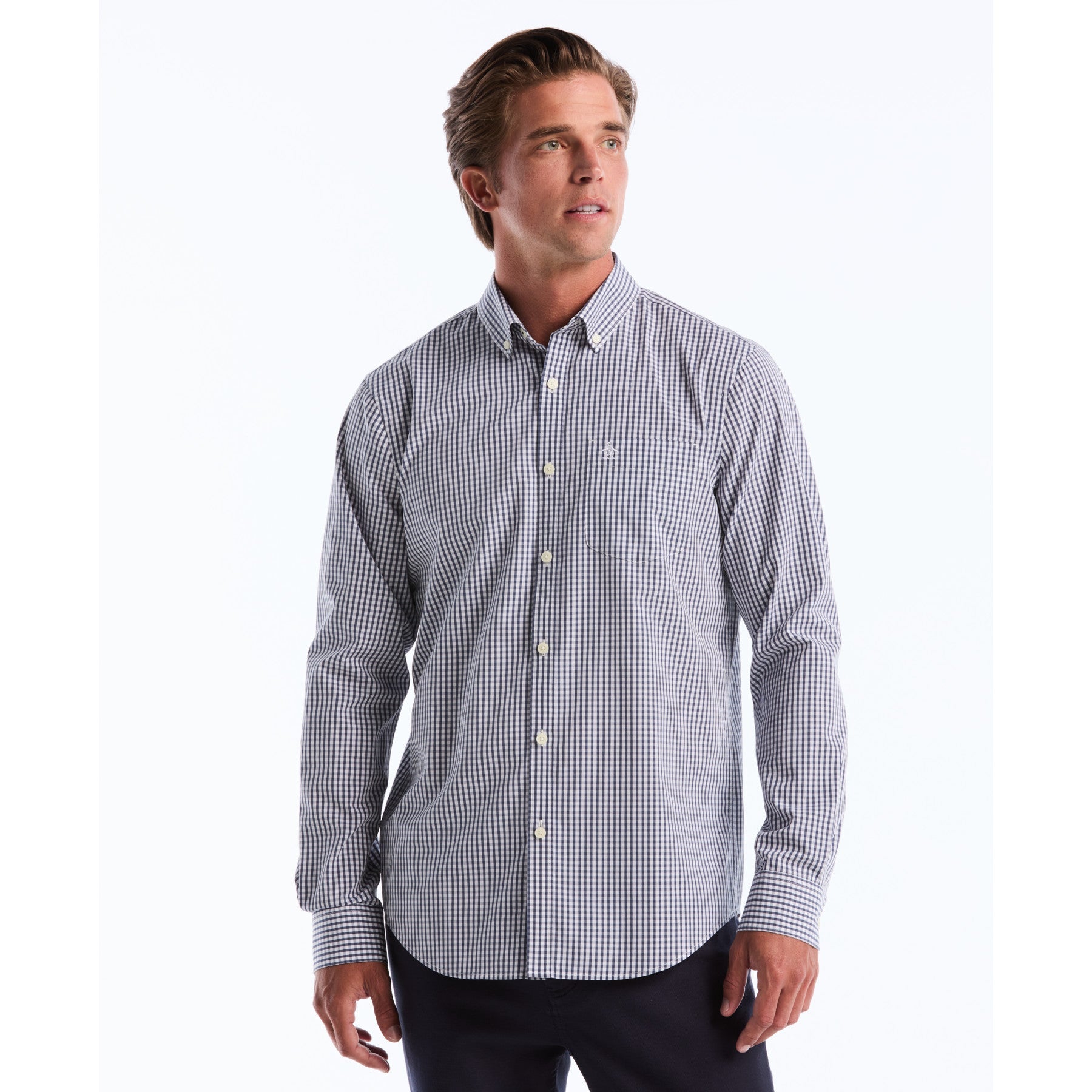 Original Penguin Gingham Shirt In Sargasso Sea(Gingham Shirt Blue Opwb0023gp 485)