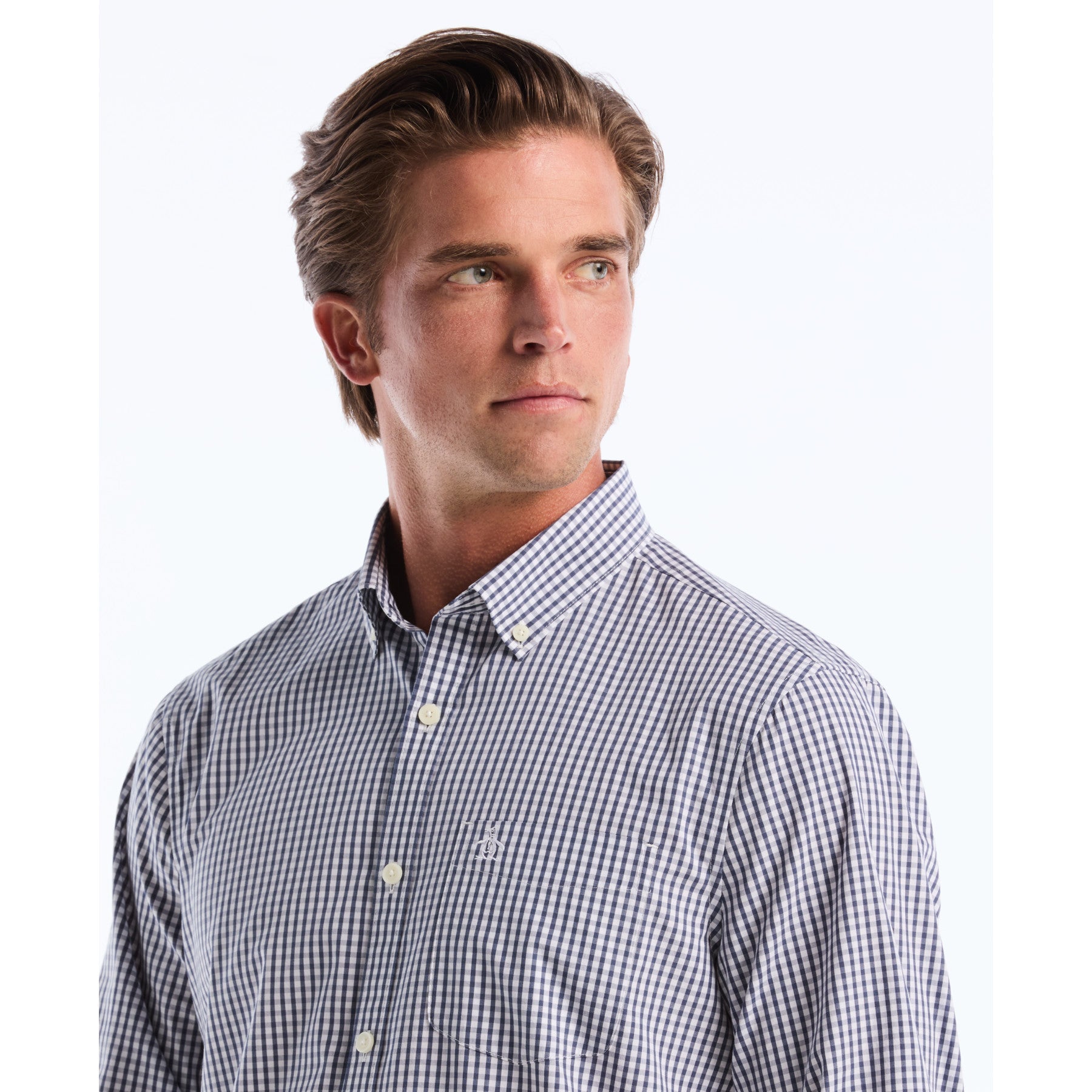 Original Penguin Gingham Shirt In Sargasso Sea(Gingham Shirt Blue Opwb0023gp 485)