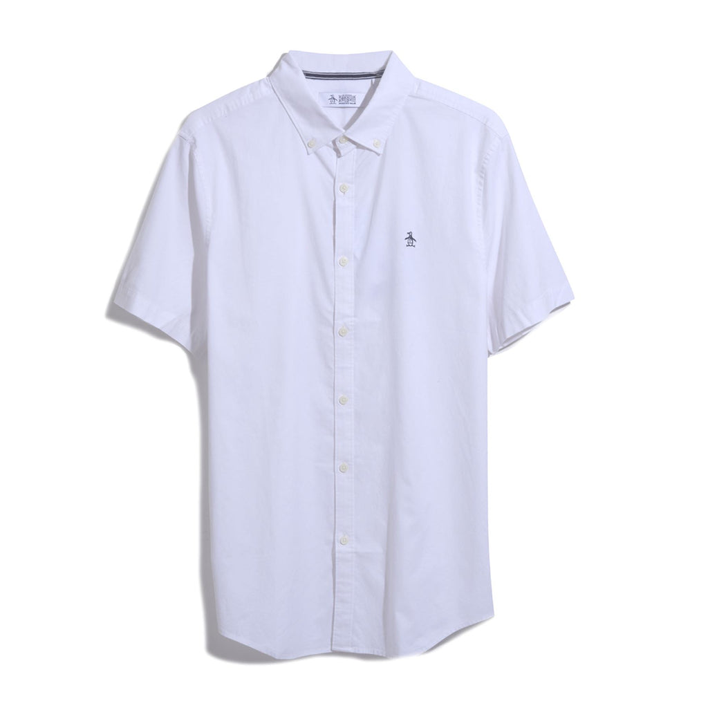 Original Penguin Oxford Stretch Short Sleeve Shirt In Bright White(Ecovero Oxford Stretch Shirt White Opwb0037gp 118)