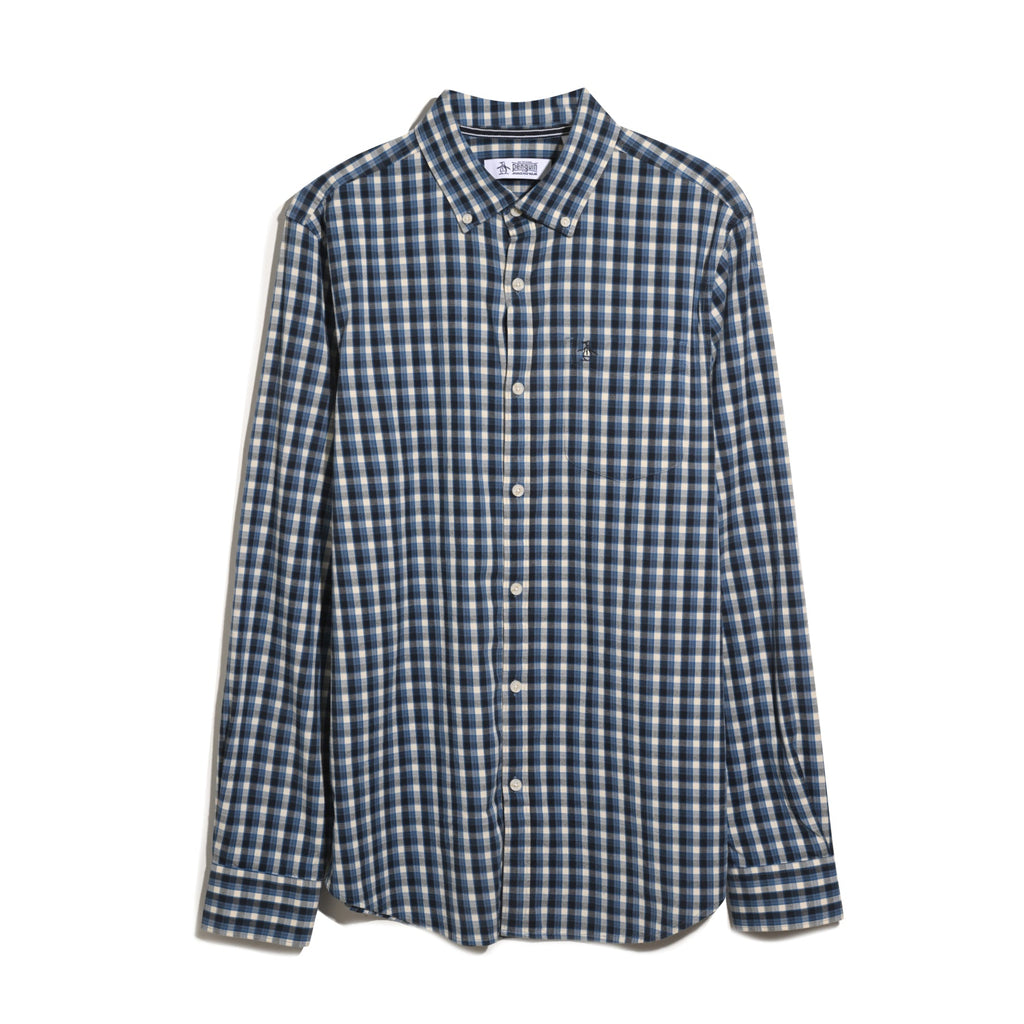 Original Penguin Twill Check Shirt In Copen Blue(Twill Check Shirt Blue Opwf2501gp 443)