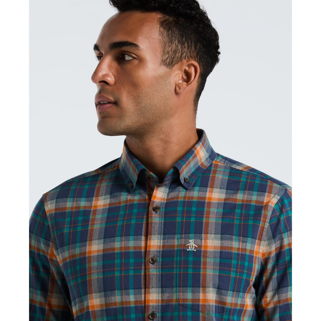 Original Penguin Dobby Plaid Shirt In Sargasso Sea(Dobby Plaid Shirt Blue Opwf2503gp 485)