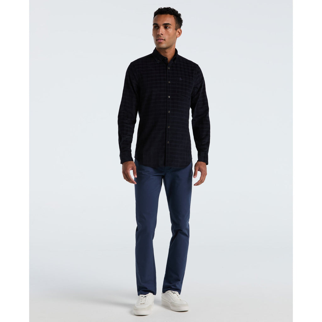 Original Penguin Corduroy Check Shirt In Dark Sapphire(Corduroy Check Shirt Blue Opwf2516gp 413)