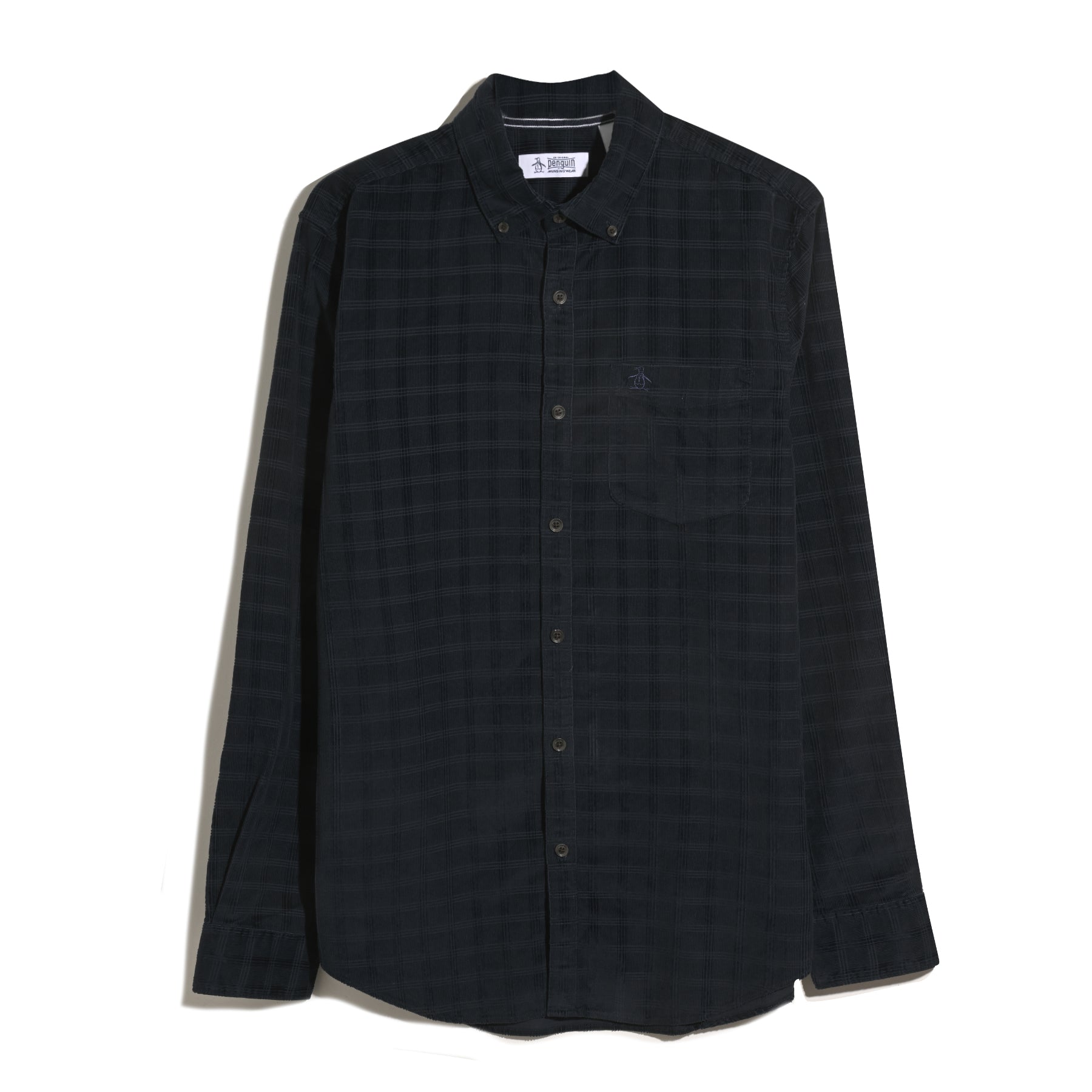 Original Penguin Corduroy Check Shirt In Dark Sapphire(Corduroy Check Shirt Blue Opwf2516gp 413)