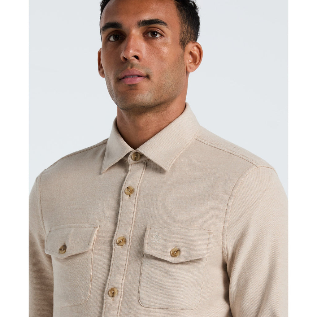 Original Penguin Double Weave Overshirt In Birch(Double Weave Overshirt Beige Opwf3118gp 252)