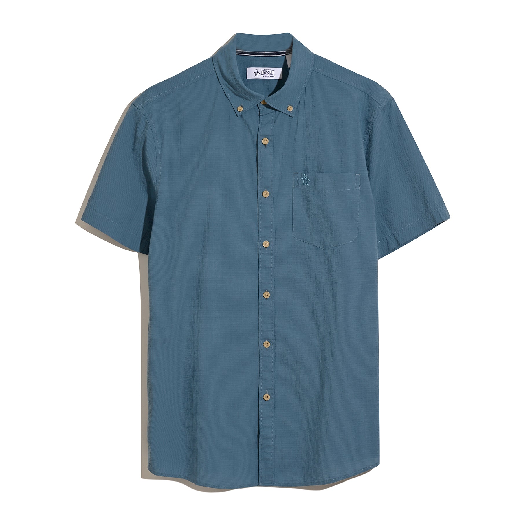 Original Penguin Seersucker Short Sleeve Shirt In Copen Blue(Seersucker Short Sleeve Shirt Blue Opwm2409gp 443)