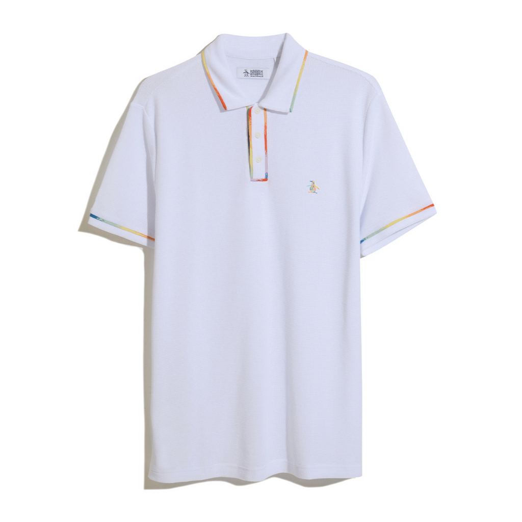 Original Penguin Pride Space Dyed Mesh Polo Shirt In Bright White(Space Dye Mesh Polo Shirt White Opkm2436gp 118)