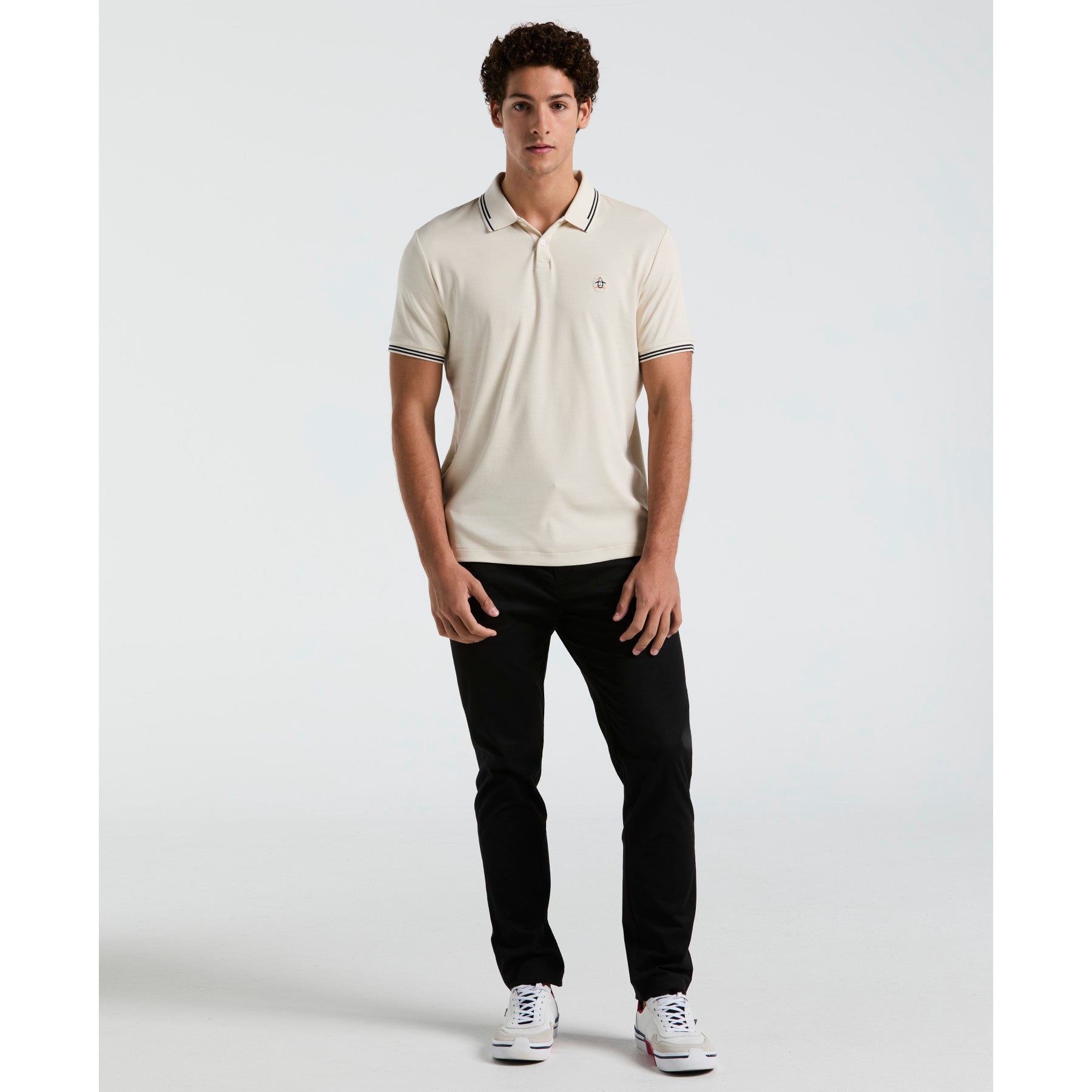 Original Penguin Icons Tipped Polo Shirt In Birch(Organic Cotton Tv Pete Short Sleeve Polo Shirt Beige Opkf3808gp 252)