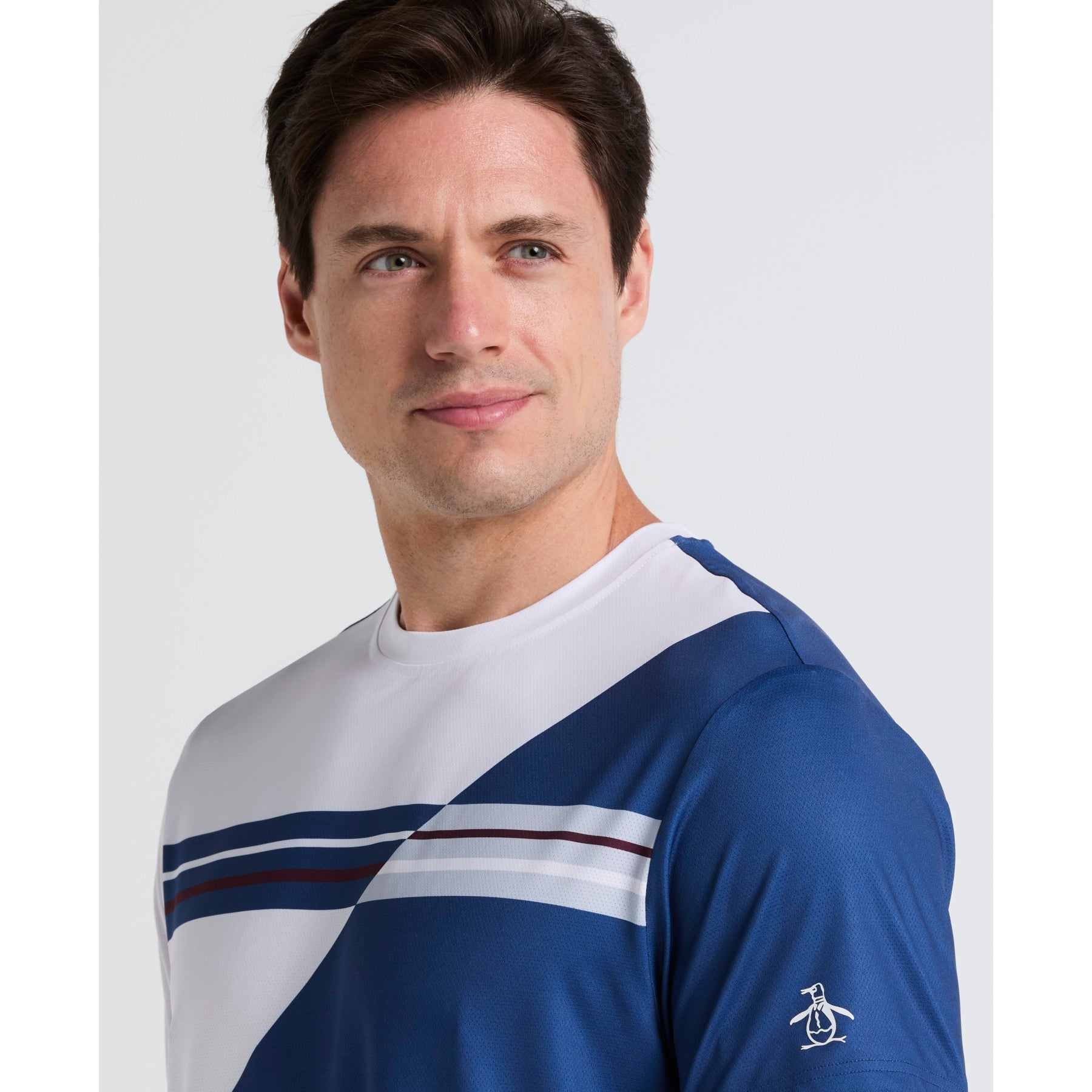 Original Penguin Colourblock Performance Tennis T-Shirt In True Navy(Colourblock Performance Tennis T Shirt Blue O1kff004gg 416)