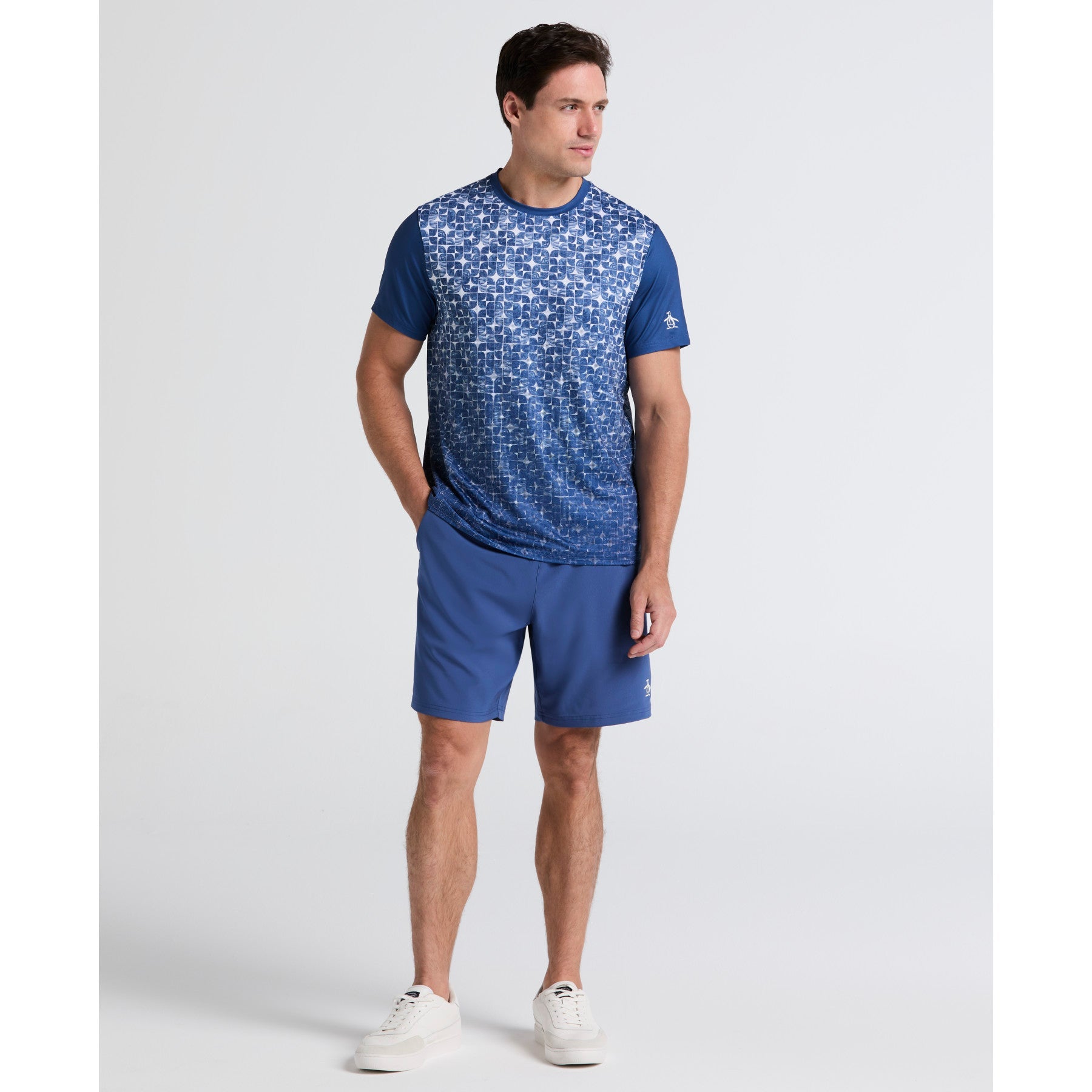 Original Penguin Blocked Graphic Performance Tennis T-Shirt In True Navy(Blocked Graphic Performance Tennis T Shirt Blue O1kff010gg 416)