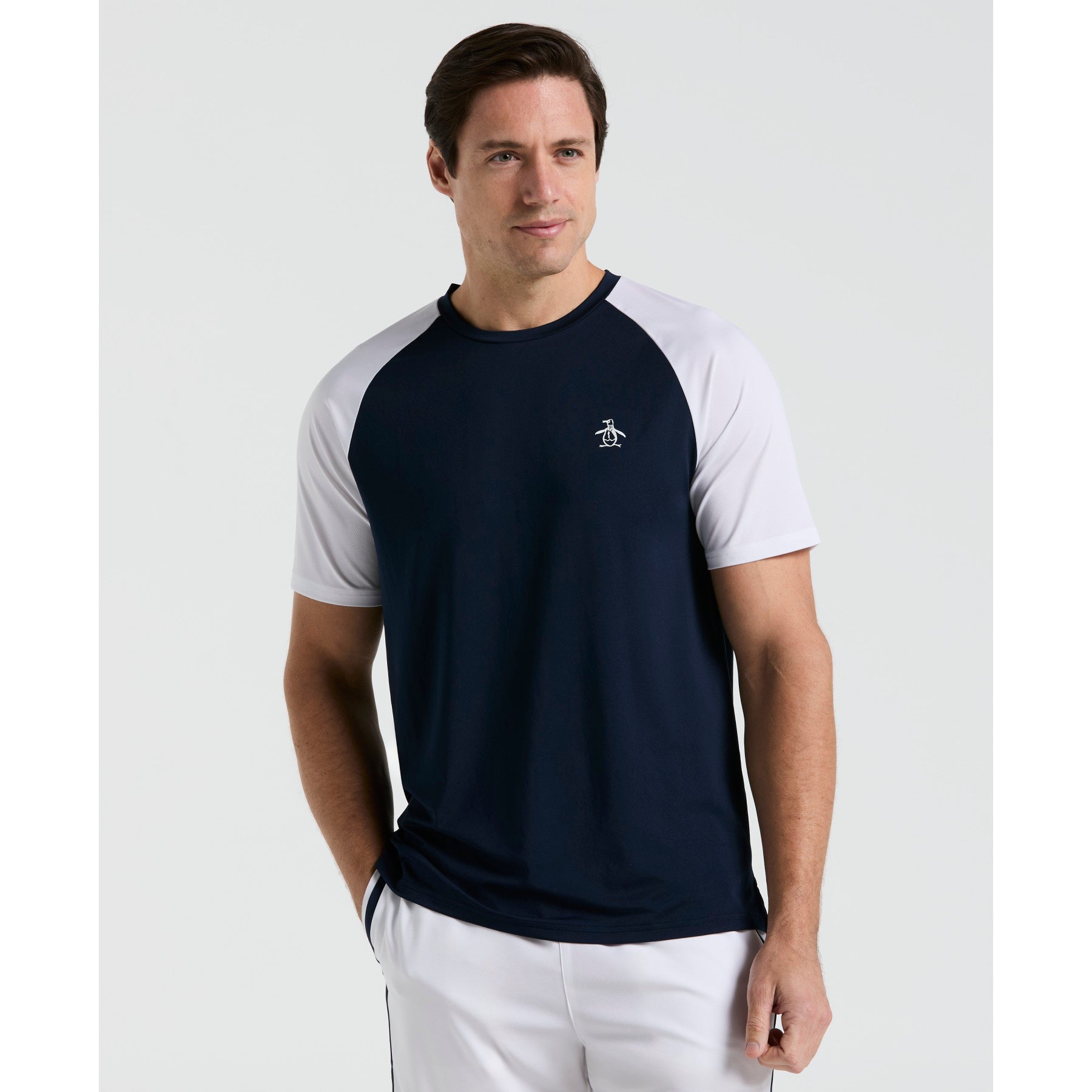 Original Penguin Blocked Performance Tennis T-Shirt In Black Iris(Blocked Performance Tennis T Shirt Blue O1ksf015gg 417)