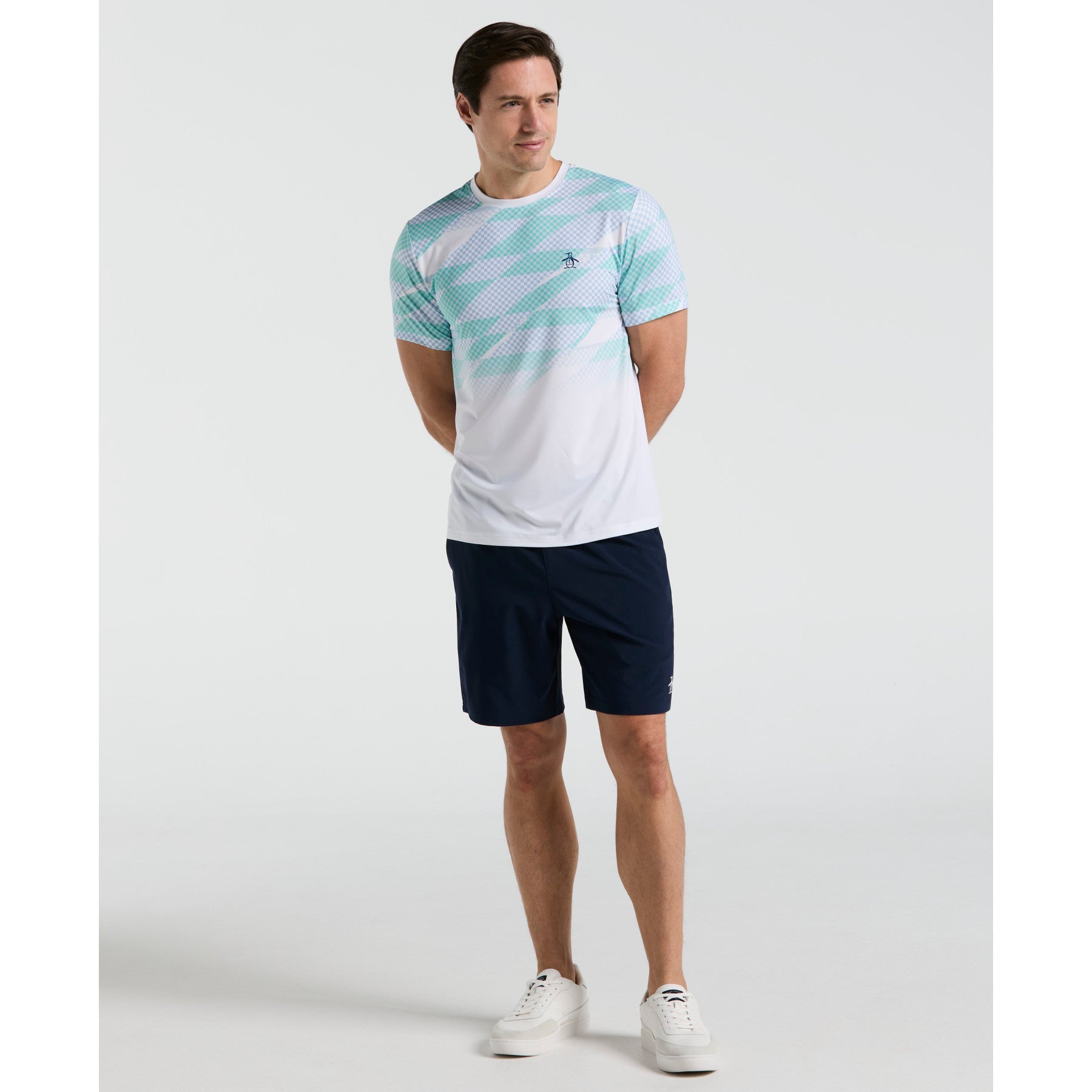 Original Penguin Performance Ombre Tennis Court T-Shirt In Bright White(Performance Ombre Tennis Court T Shirt White O1ksf014gg 118)
