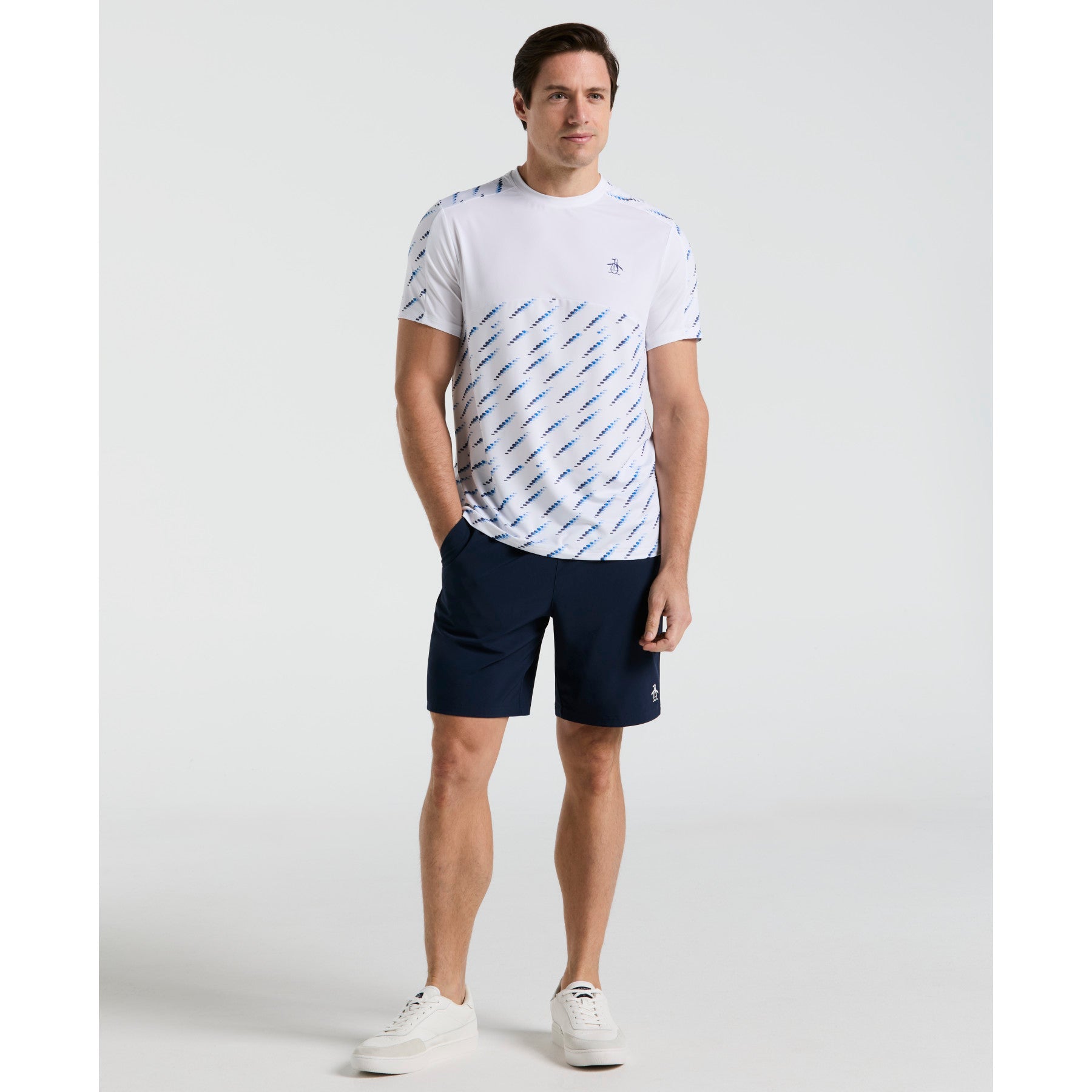 Original Penguin Performance Tennis Ball Block T-Shirt In Bright White(Performance Tennis Ball Block T Shirt White O1ksf000gg 118)