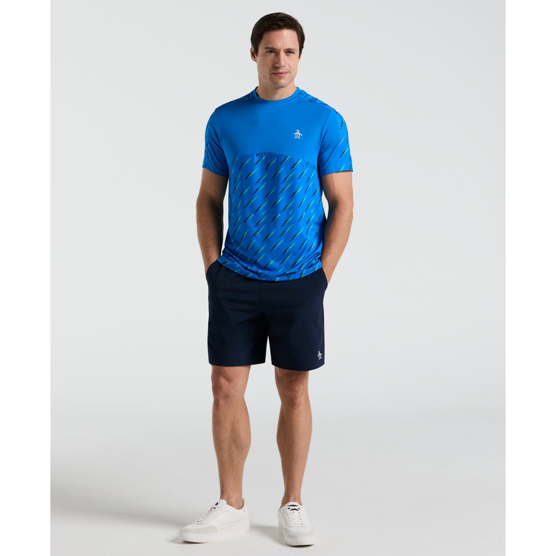Original Penguin Performance Tennis Ball Block T-Shirt In Electric Blue Lemonade(Performance Tennis Ball Block T Shirt Blue O1ksf000gg 430)