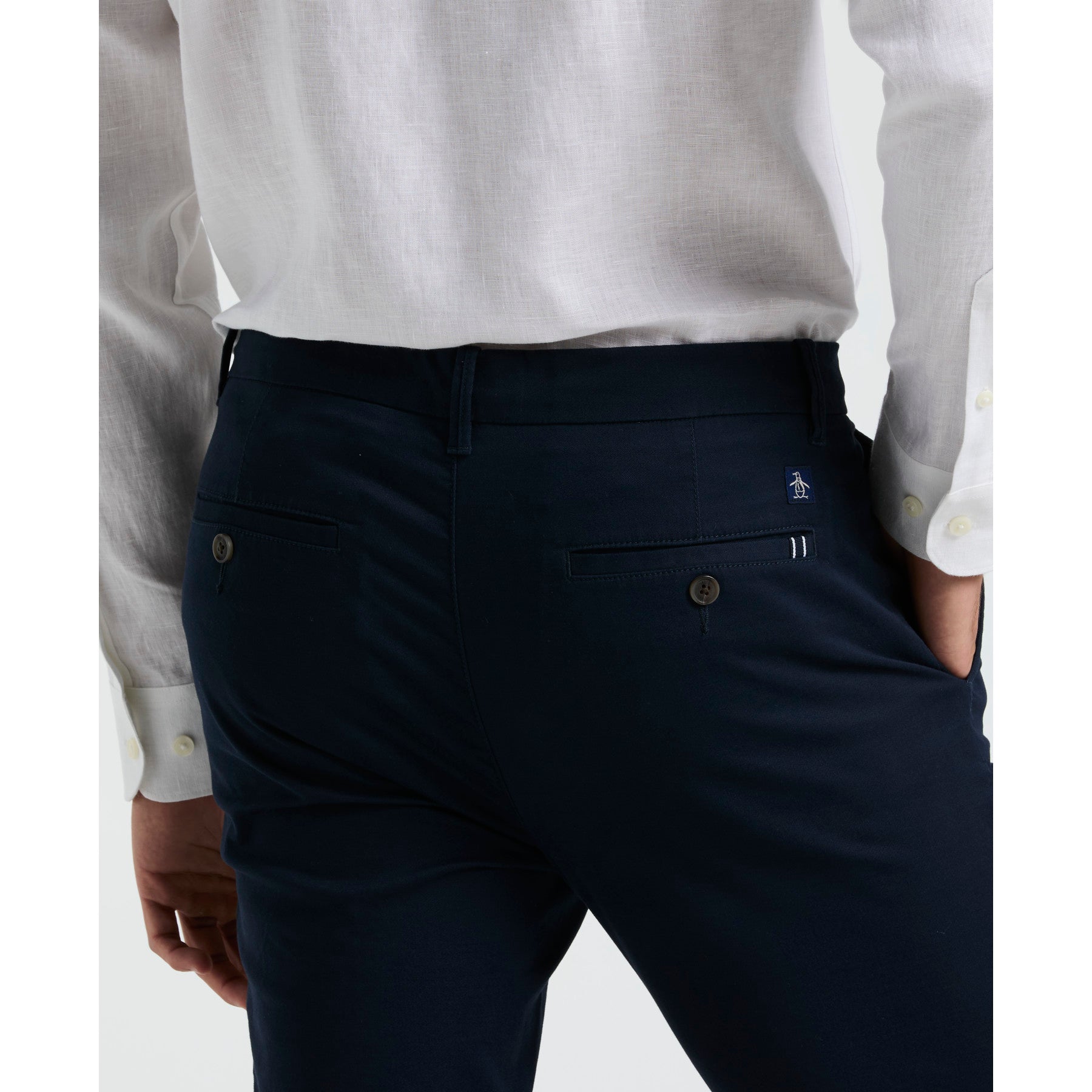 Original Penguin Slim Fit Chinos In Dark Sapphire(Flat Front Core Chino Pants Blue Opbb0022gp 413)