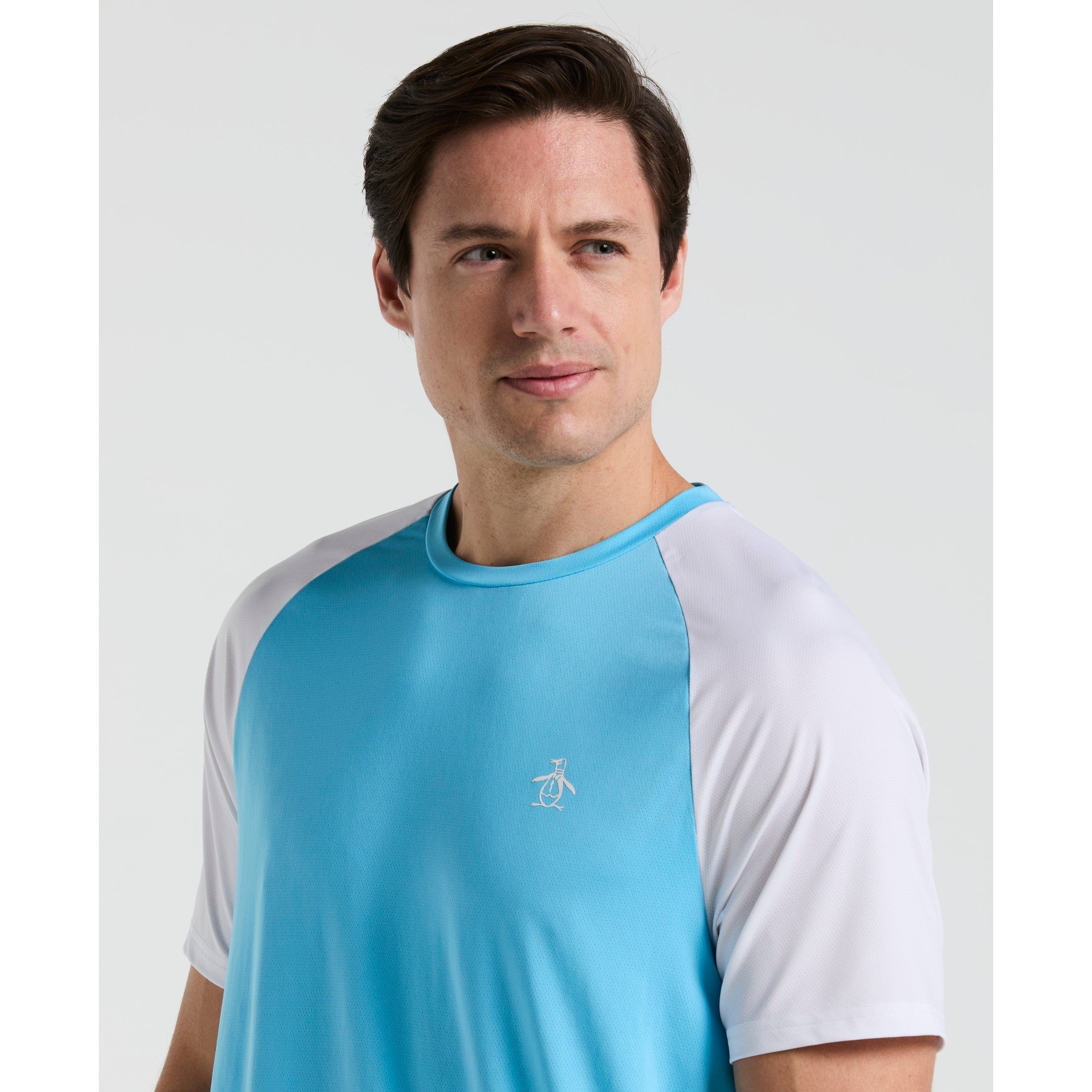 Original Penguin Blocked Performance Tennis T-Shirt In Blue Grotto(Blocked Performance Tennis T Shirt Blue O1ksf015gg 457)