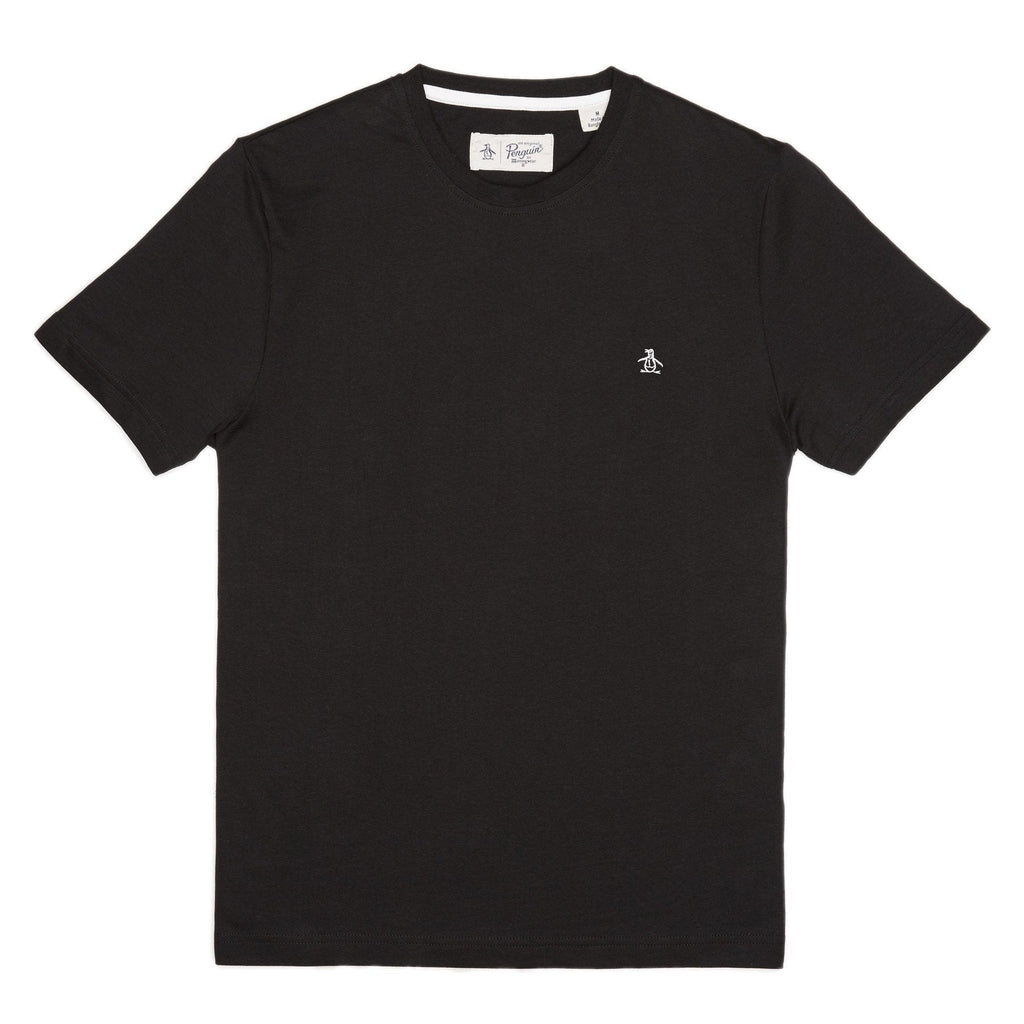 Original Penguin Pin Point Embroidered Logo Organic Cotton T-Shirt In True Black(Pin Point Embroidered Logo Organic Cotton T Shirt Black Opkb0903gp 010)