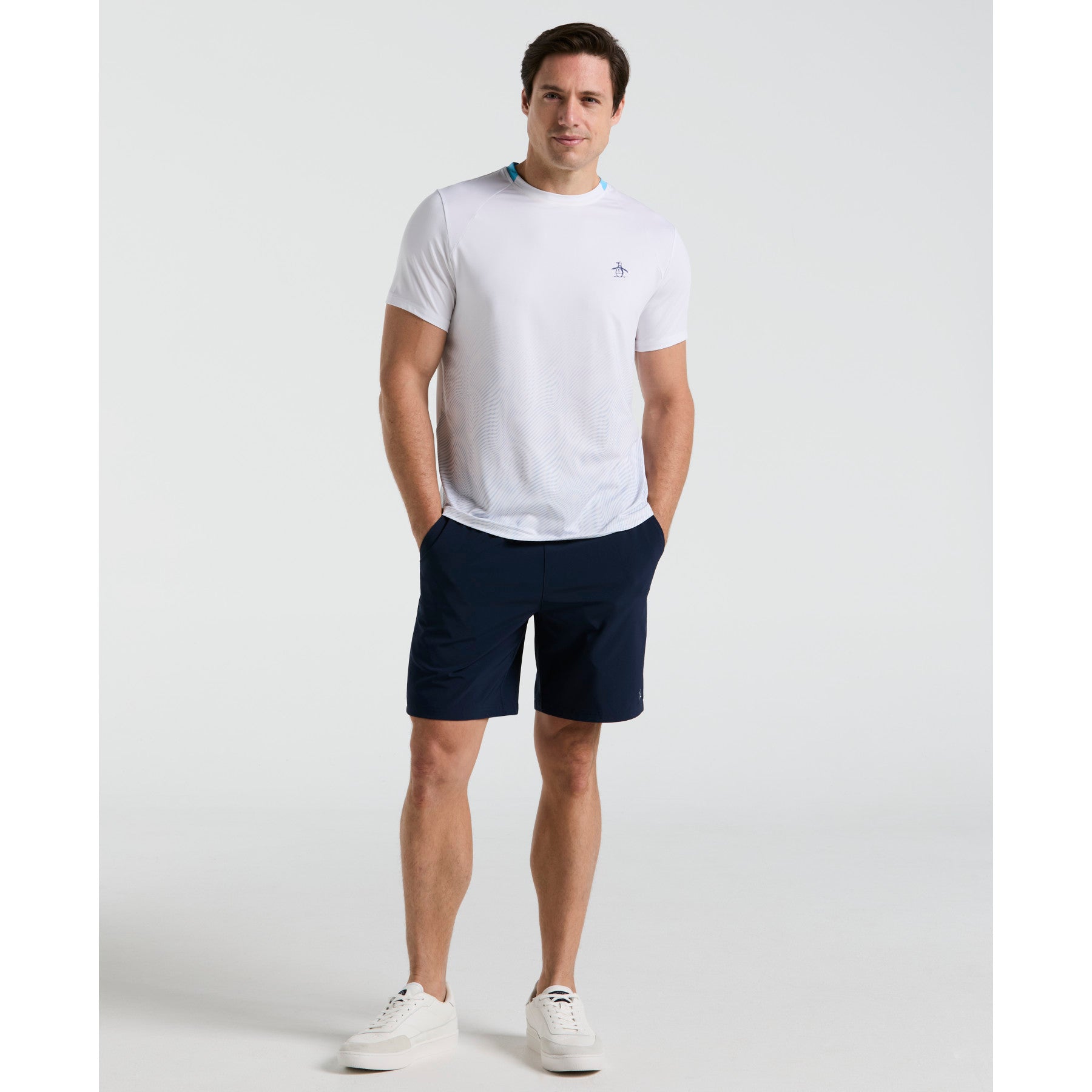 Original Penguin Performance Ventilated Ombre Tennis T-Shirt In Bright White(Performance Ventilated Ombre Tennis T Shirt White O1ksf017gg 118)