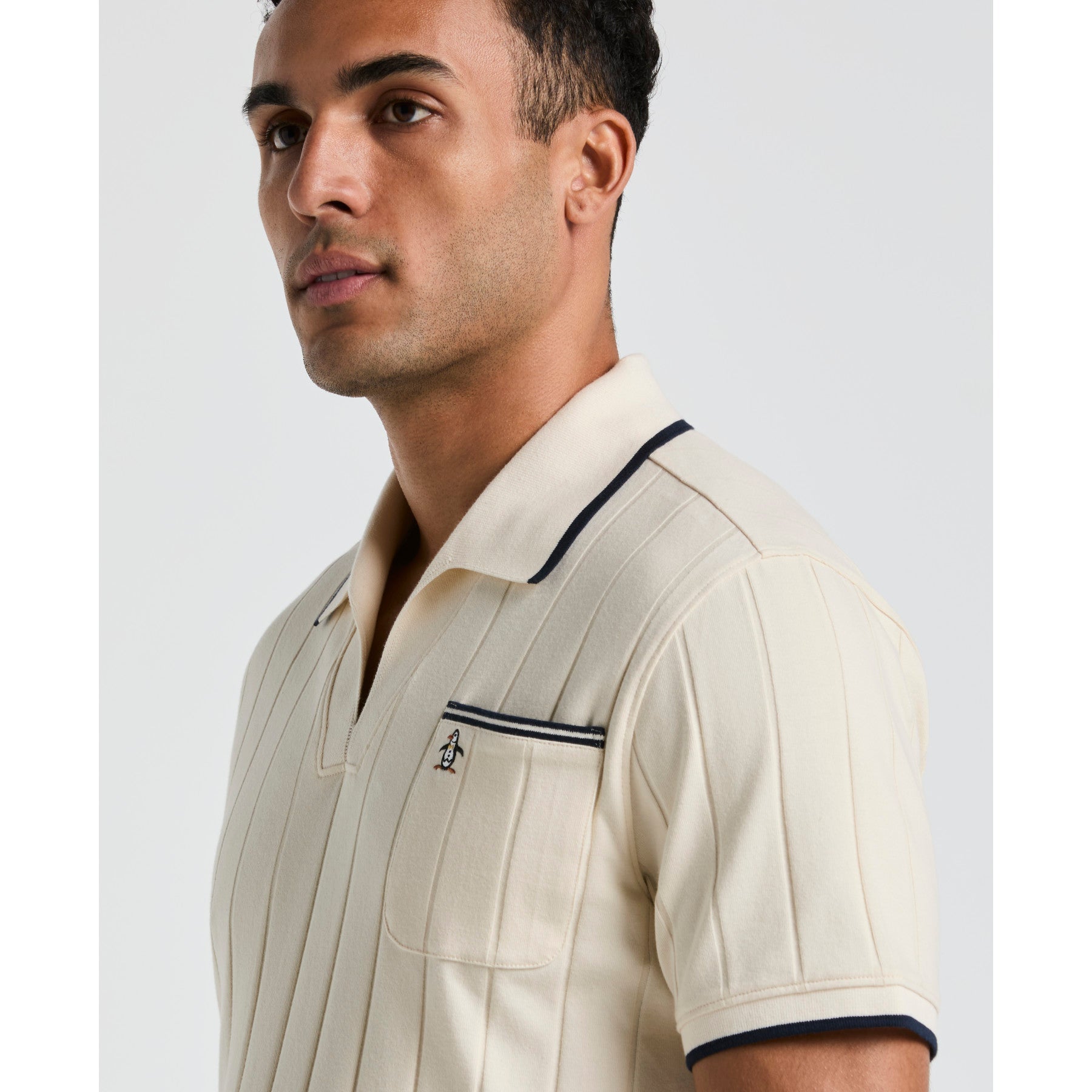 Original Penguin Icons Open Collar Polo Shirt In Birch(Icons Open Collar Polo Shirt Beige Opkm2536gp 252)