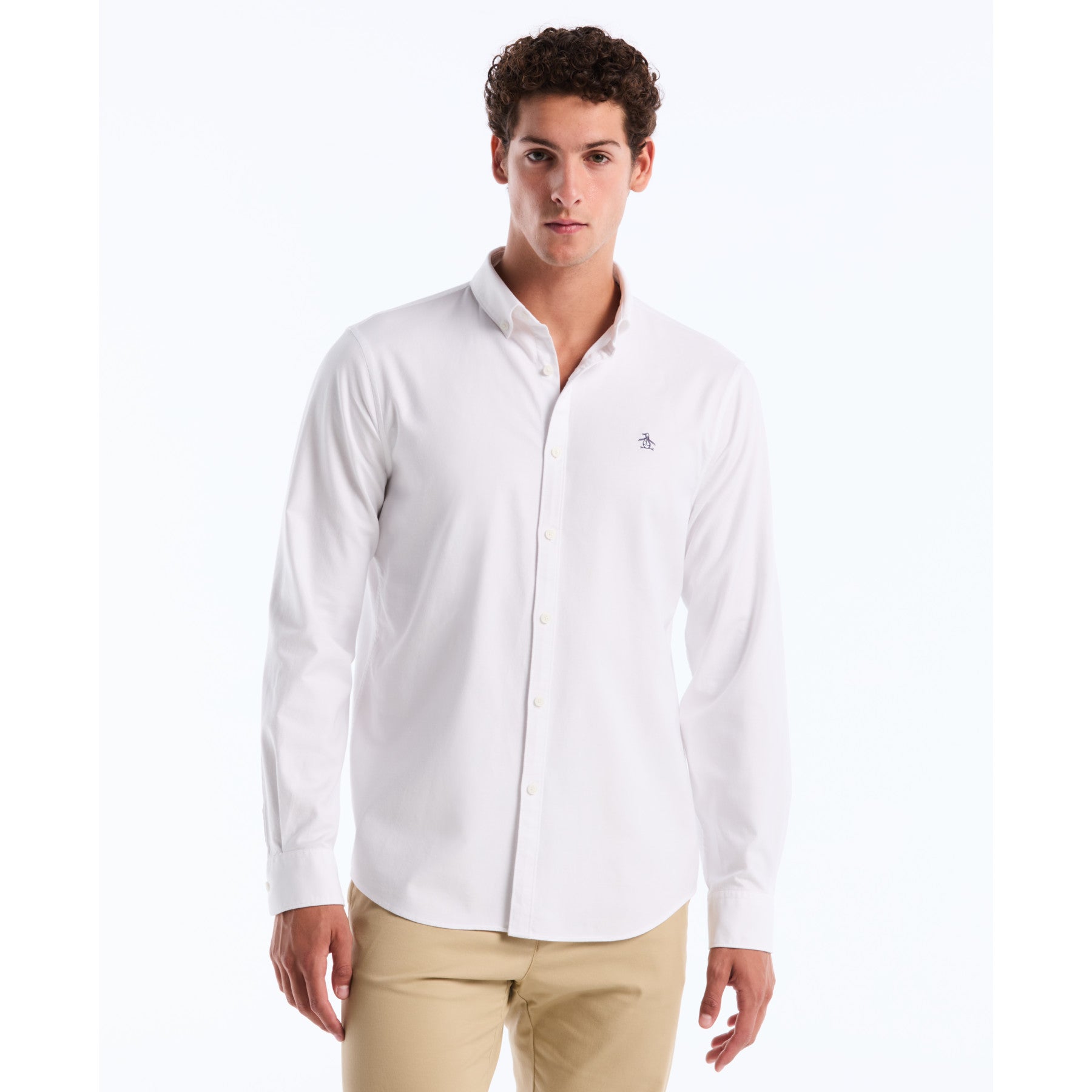 Original Penguin Ecovero Oxford Stretch Shirt In Bright White(Oxford Ecovero Shirt White Opwb0035gp 118)