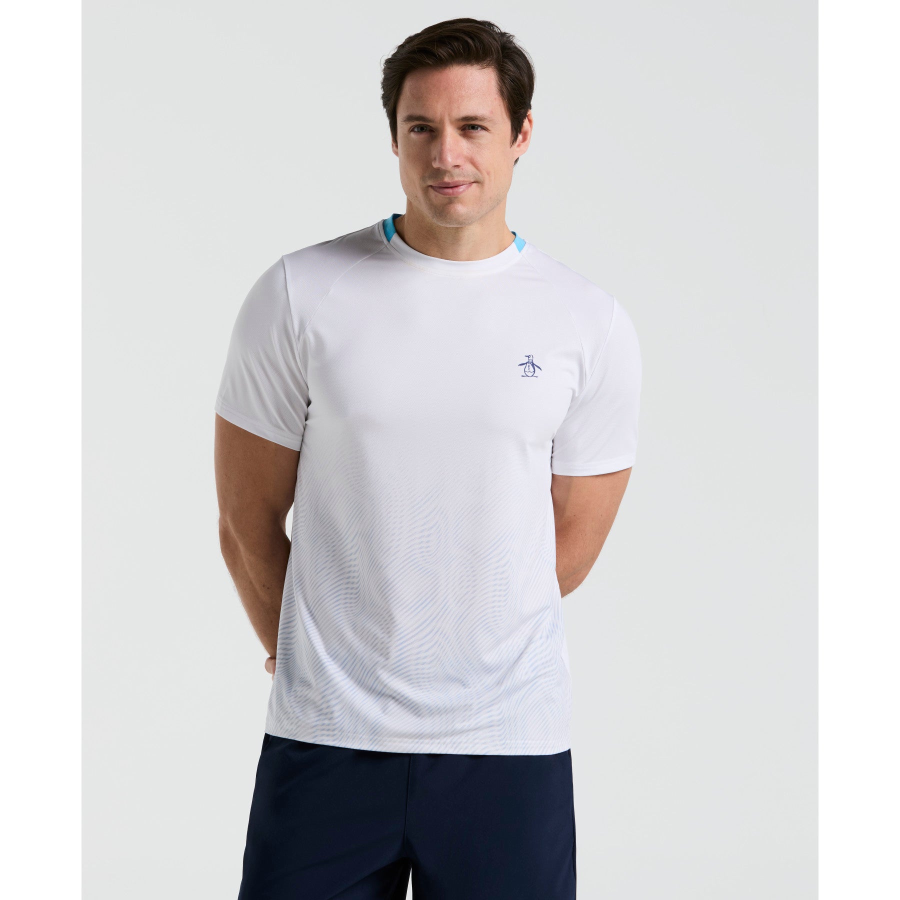 Original Penguin Performance Ventilated Ombre Tennis T-Shirt In Bright White(Performance Ventilated Ombre Tennis T Shirt White O1ksf017gg 118)