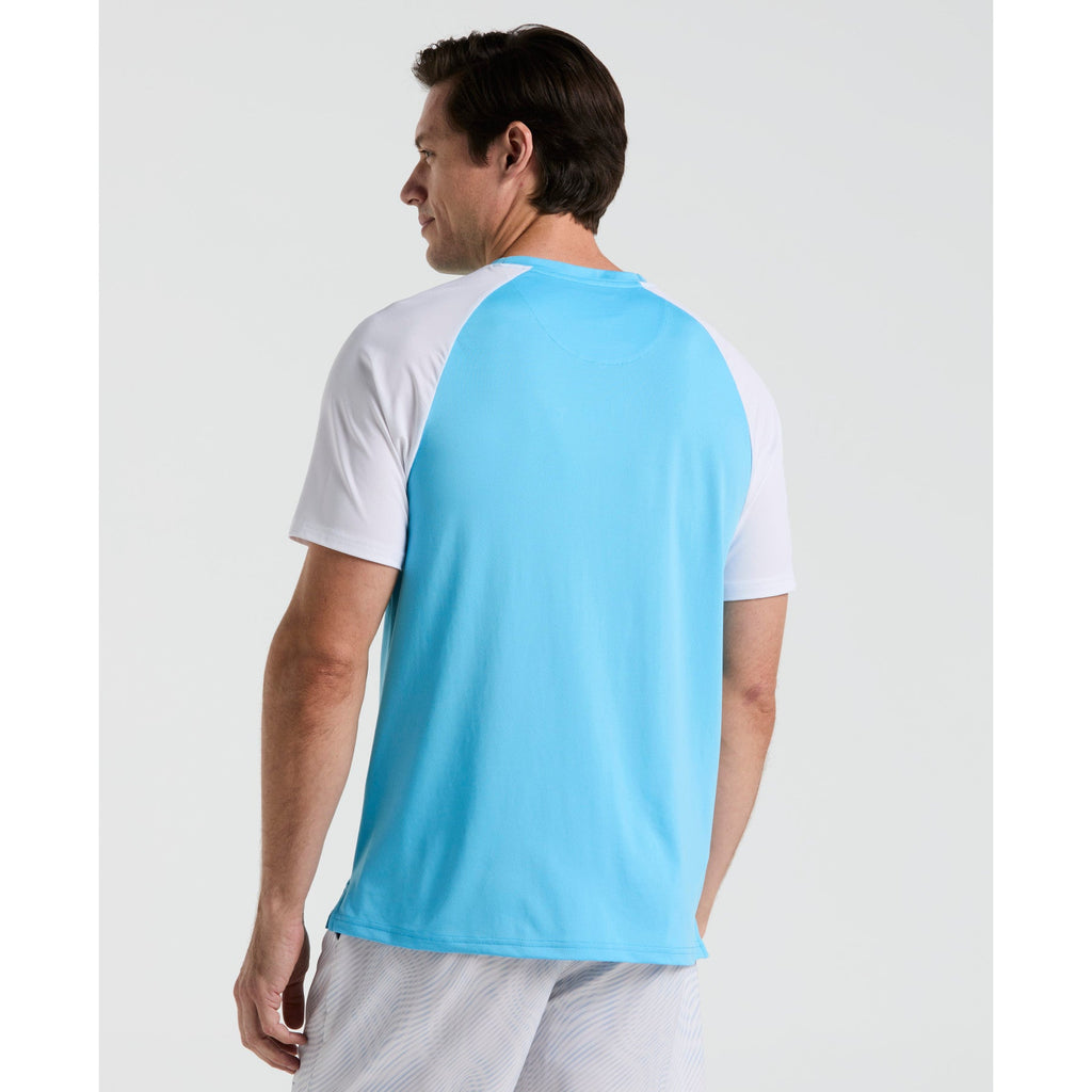 Original Penguin Blocked Performance Tennis T-Shirt In Blue Grotto(Blocked Performance Tennis T Shirt Blue O1ksf015gg 457)