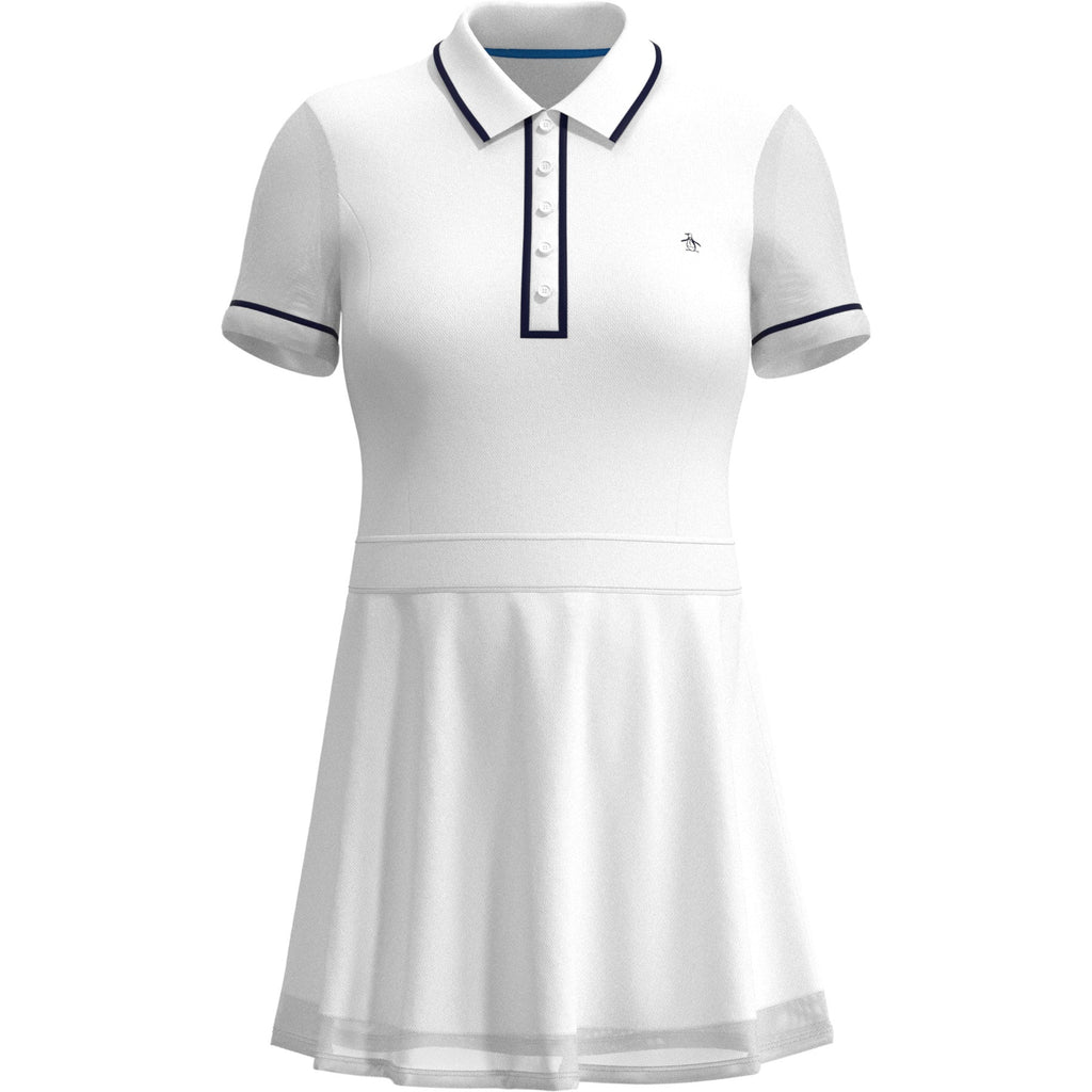 Original Penguin Women's Veronica Short Sleeve Dress In Bright White(Womens Tennis Veronica Mesh Dress White Ogdsc007gg 118)